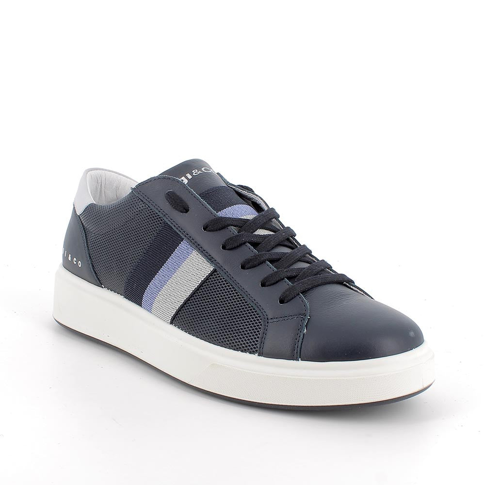 Igi&co Sneakers da uomo in pelle con lacci, blu - Igi&co
