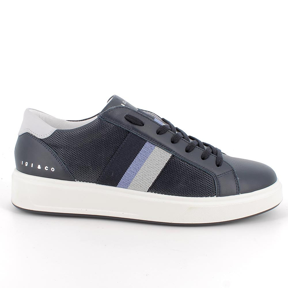 Igi&co Sneakers da uomo in pelle con lacci, blu - Igi&co