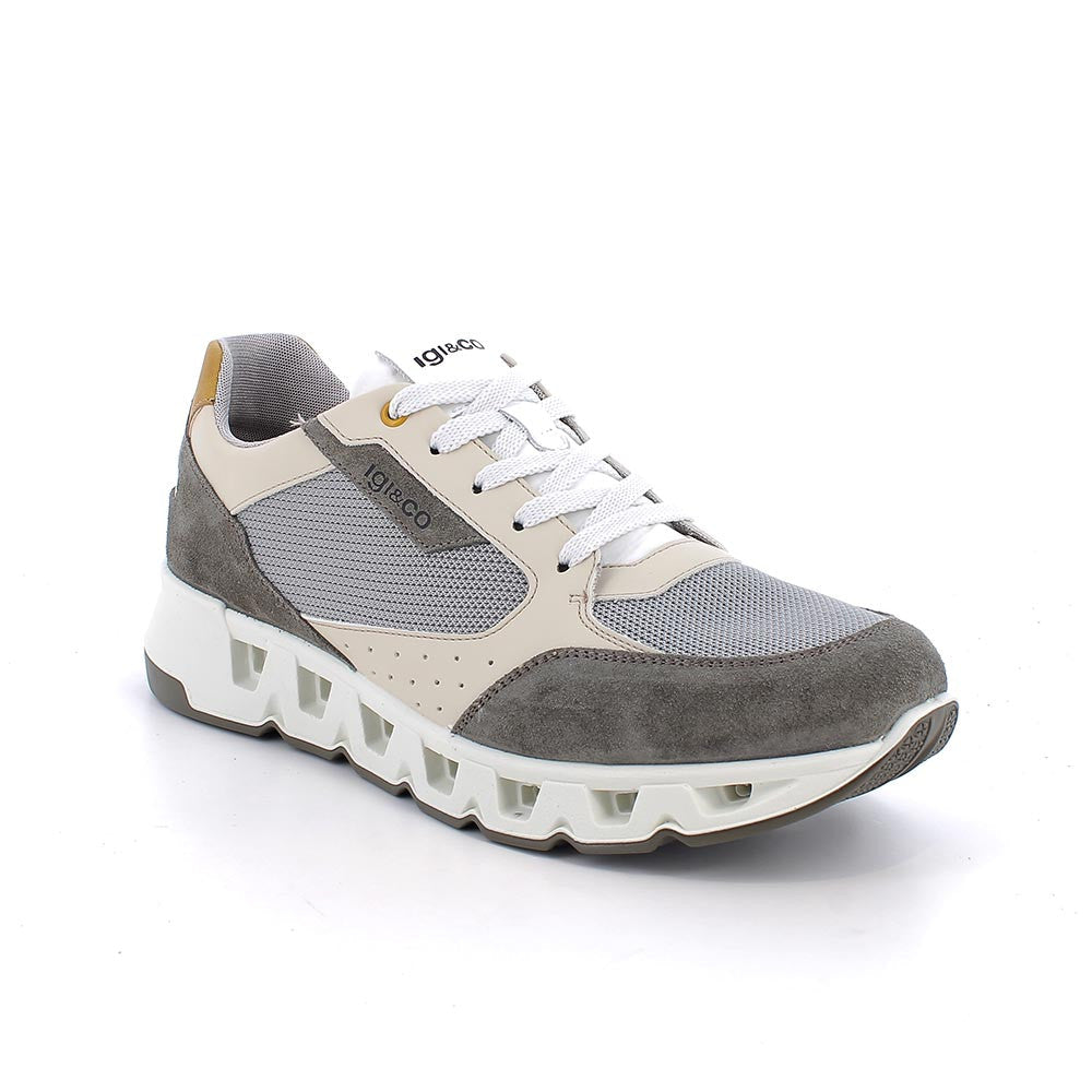 Igi&co Sneakers in rete da uomo verde e beige con lacci - Igi&co