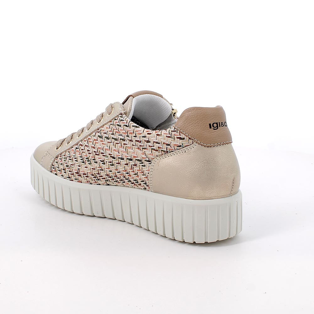 Igi&co Sneakers con zeppa da donna platino e beige con zip - Igi&co
