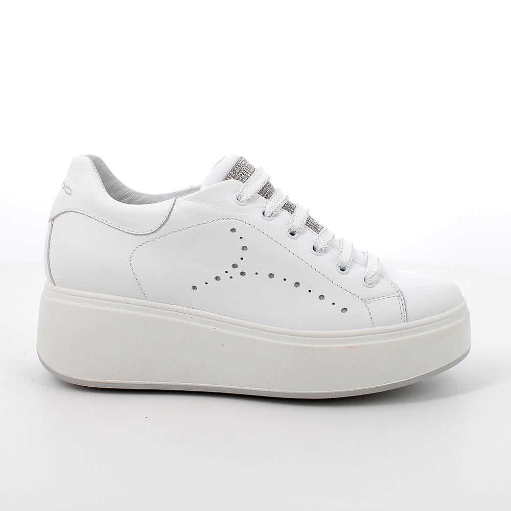 Igi&co Sneakers in pelle da donna, bianco e strass - Igi&co