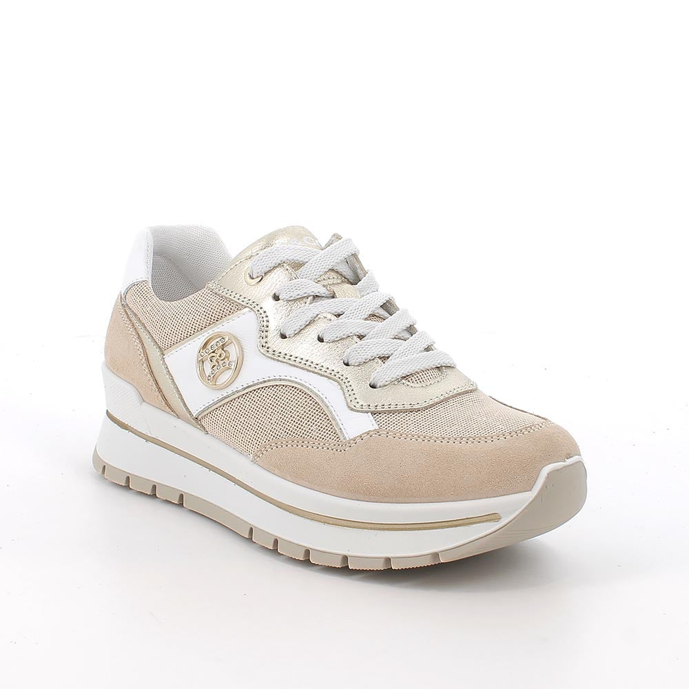 Igi&co Sneakers in rete bianco, beige, avorio e oro (memory foam) - Sebastiano Calzature