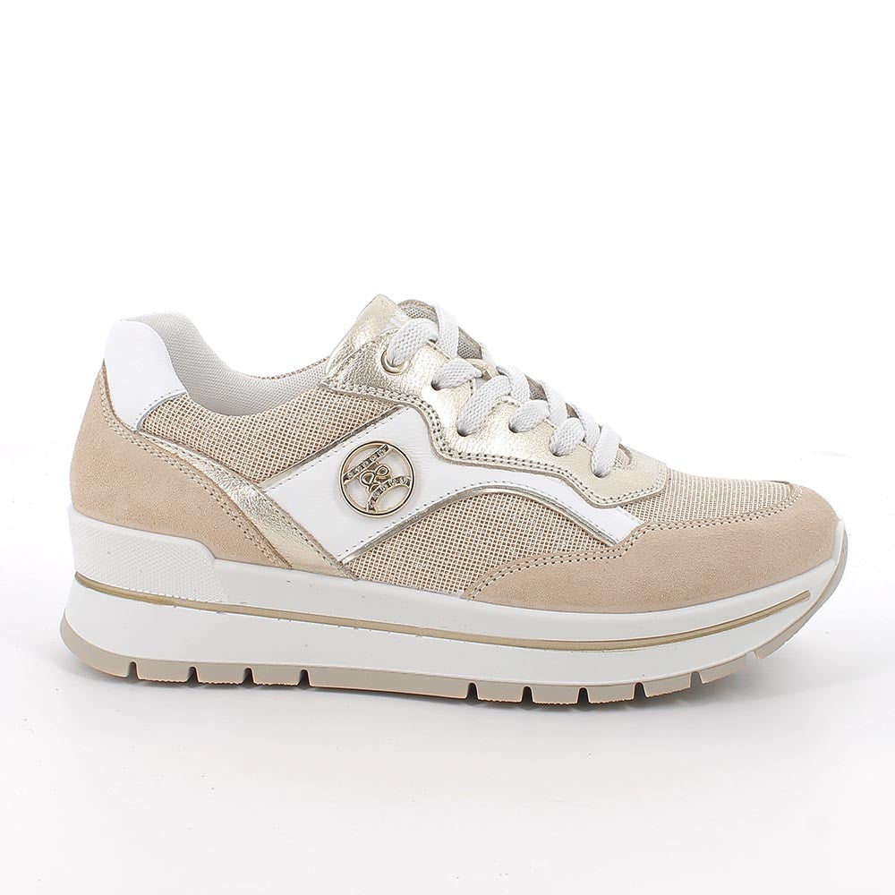 Igi&co Sneakers in rete bianco, beige, avorio e oro (memory foam) - Sebastiano Calzature