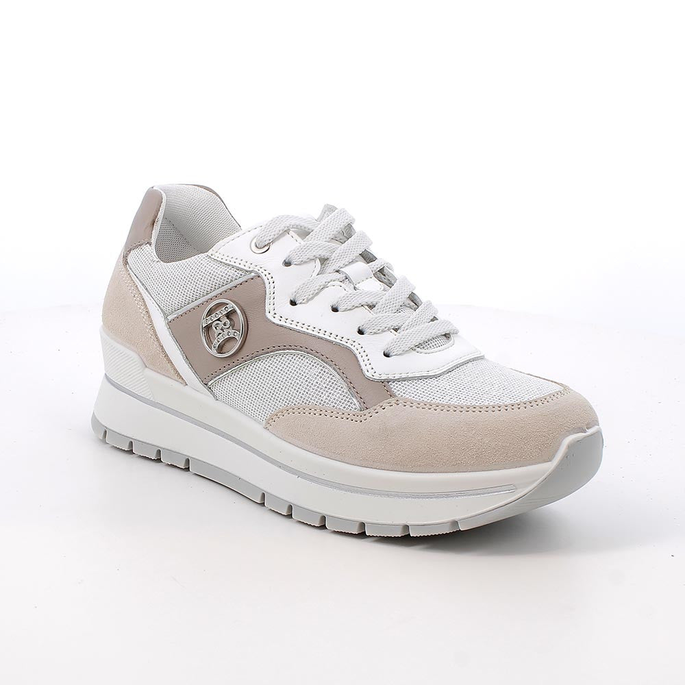 Igi&co Sneakers in rete bianca, argento, taupe (memory foam) - Igi&co