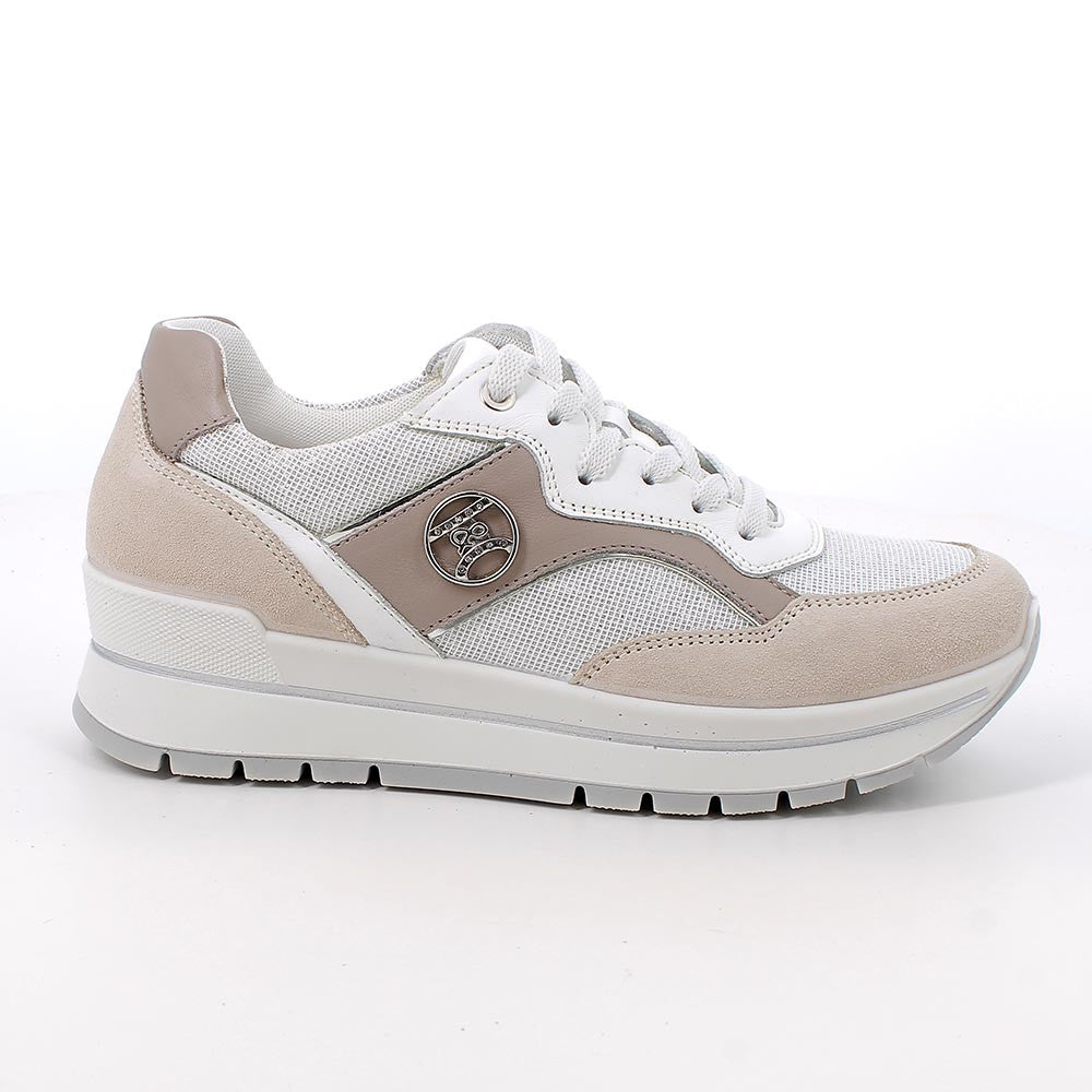 Igi&co Sneakers in rete bianca, argento, taupe (memory foam) - Igi&co