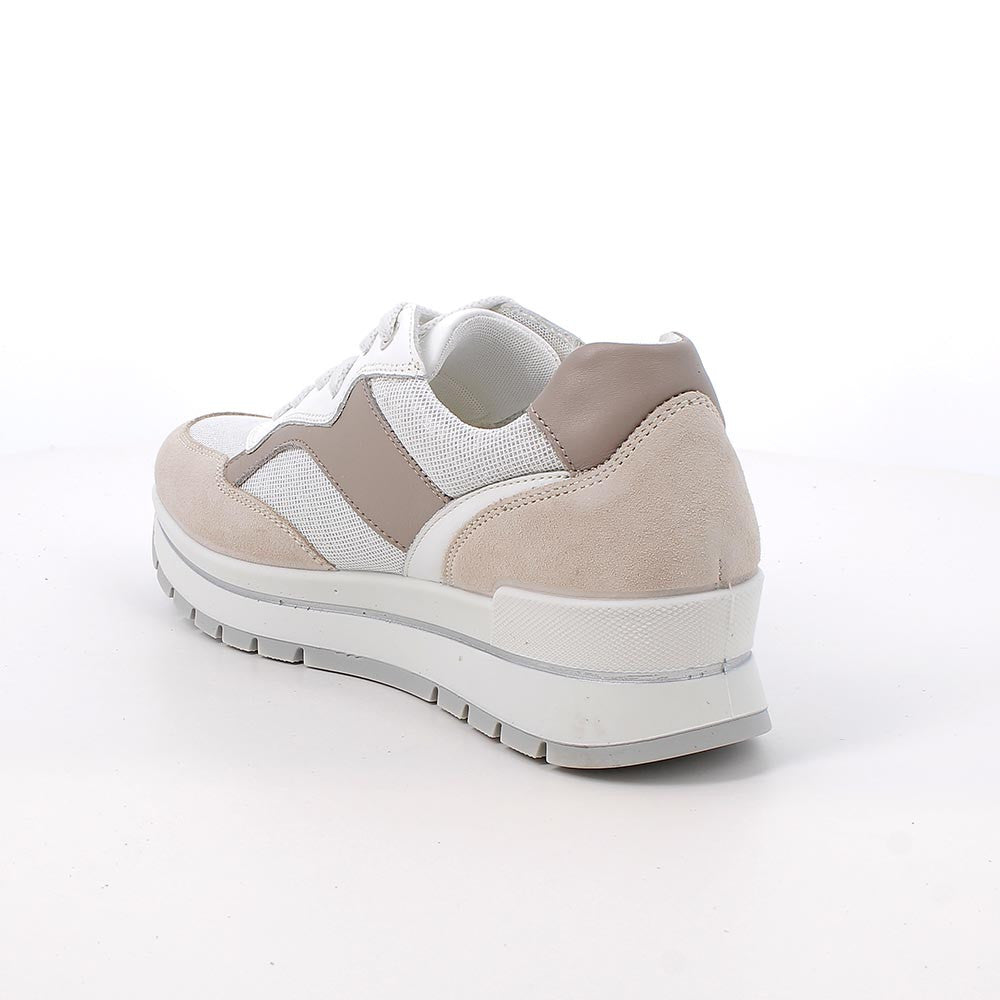 Igi&co Sneakers in rete bianca, argento, taupe (memory foam) - Igi&co