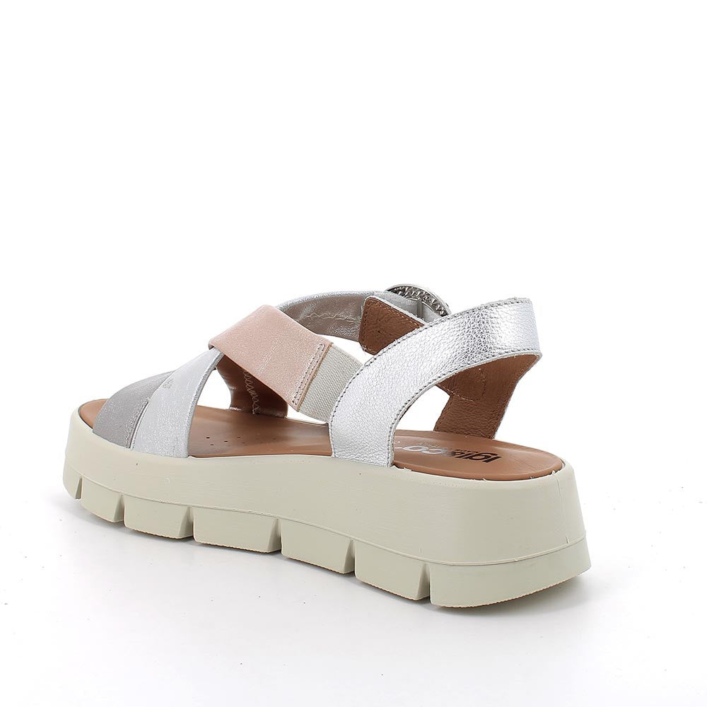 Sandali con zeppa da donna argento e grigio con strap - Igi&co