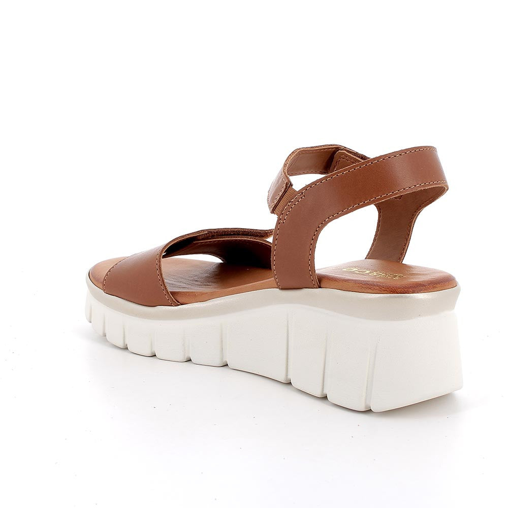 Igi&co Sandali due fasce regolabili con zeppa da donna con strap /Marrone (memory foam) - Igi&co