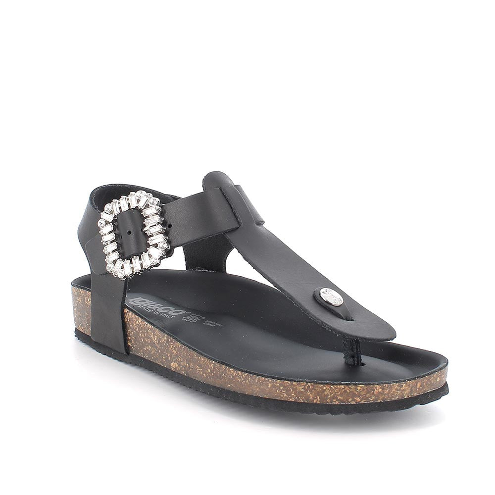 Igi&co Sandalo infradito regolabile con gioiello /Nero (memory foam) - Igi&co