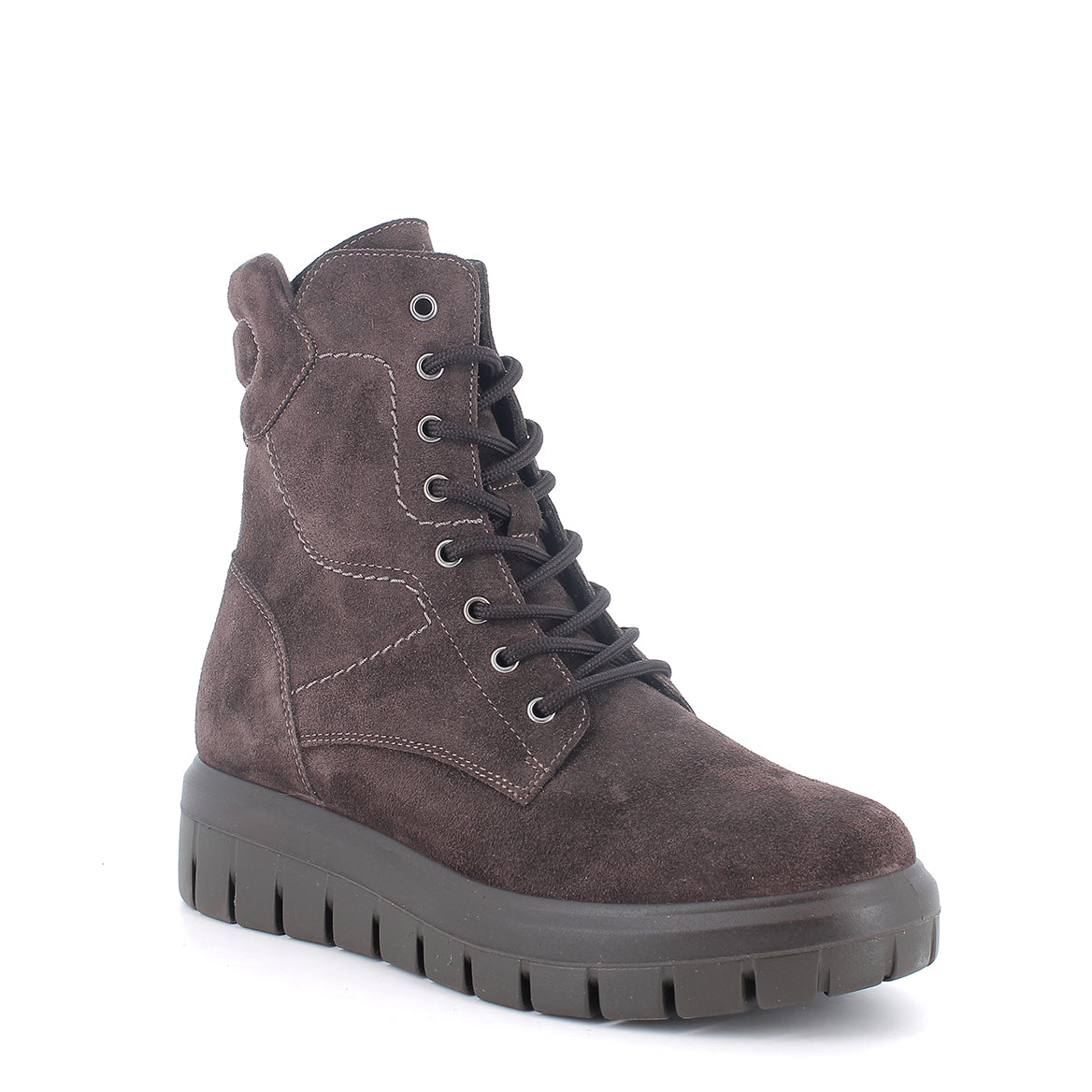 Igi&co Stivale con lacci e zip, pelle scamosciata /Marrone (memory foam) - Igi&co