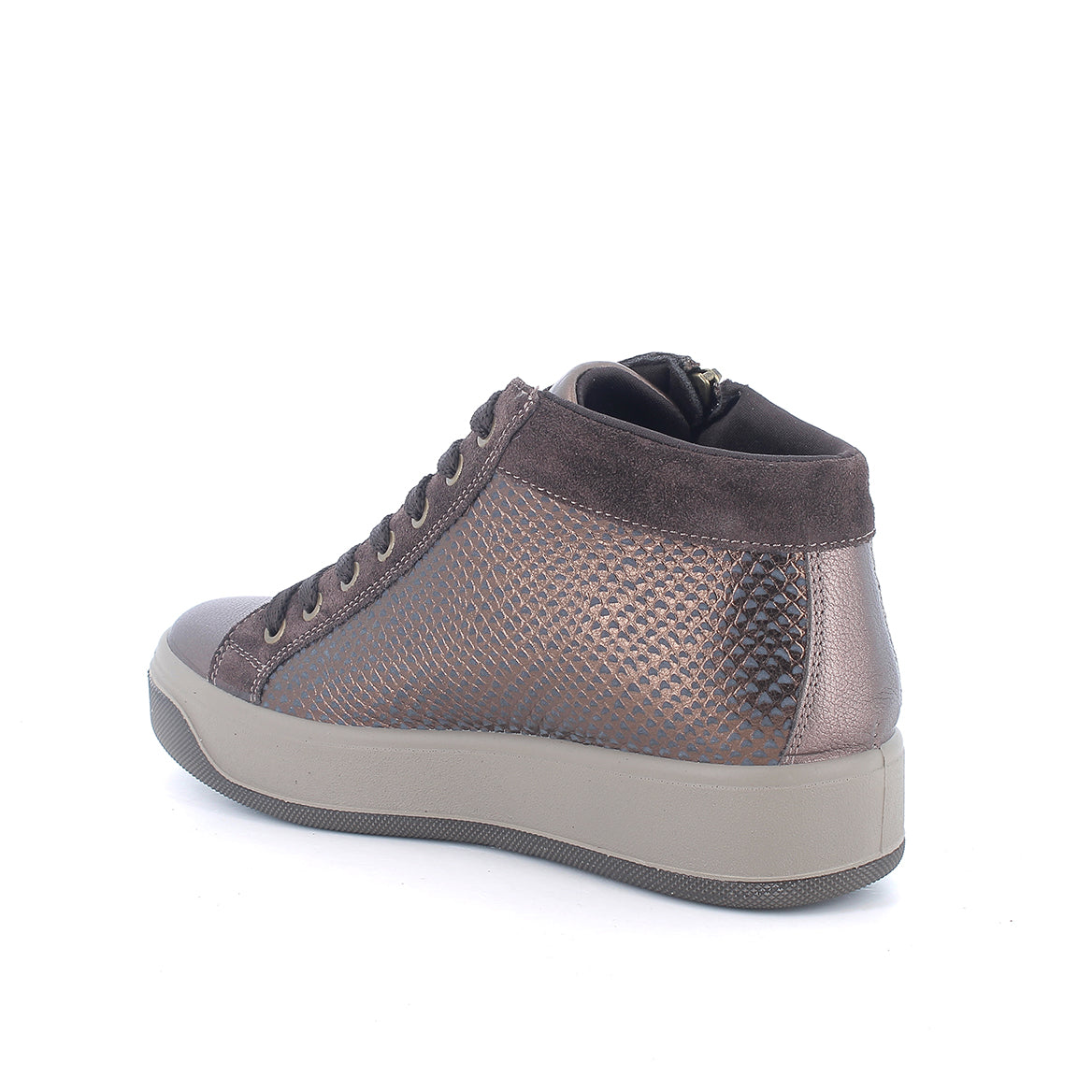 Igi&co Sneakers alta da donna con laccio e zip /Marrone laminato - Igi&co