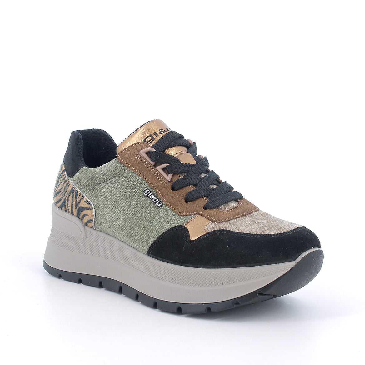 Igi&co Sneakers con zeppa da donna /Verde e Marrone - Igi&co