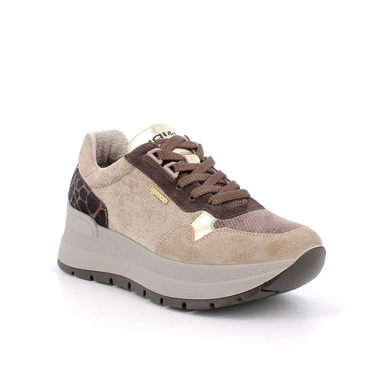 Igi&co Sneakers con zeppa da donna/Beige marrone leo - Igi&co