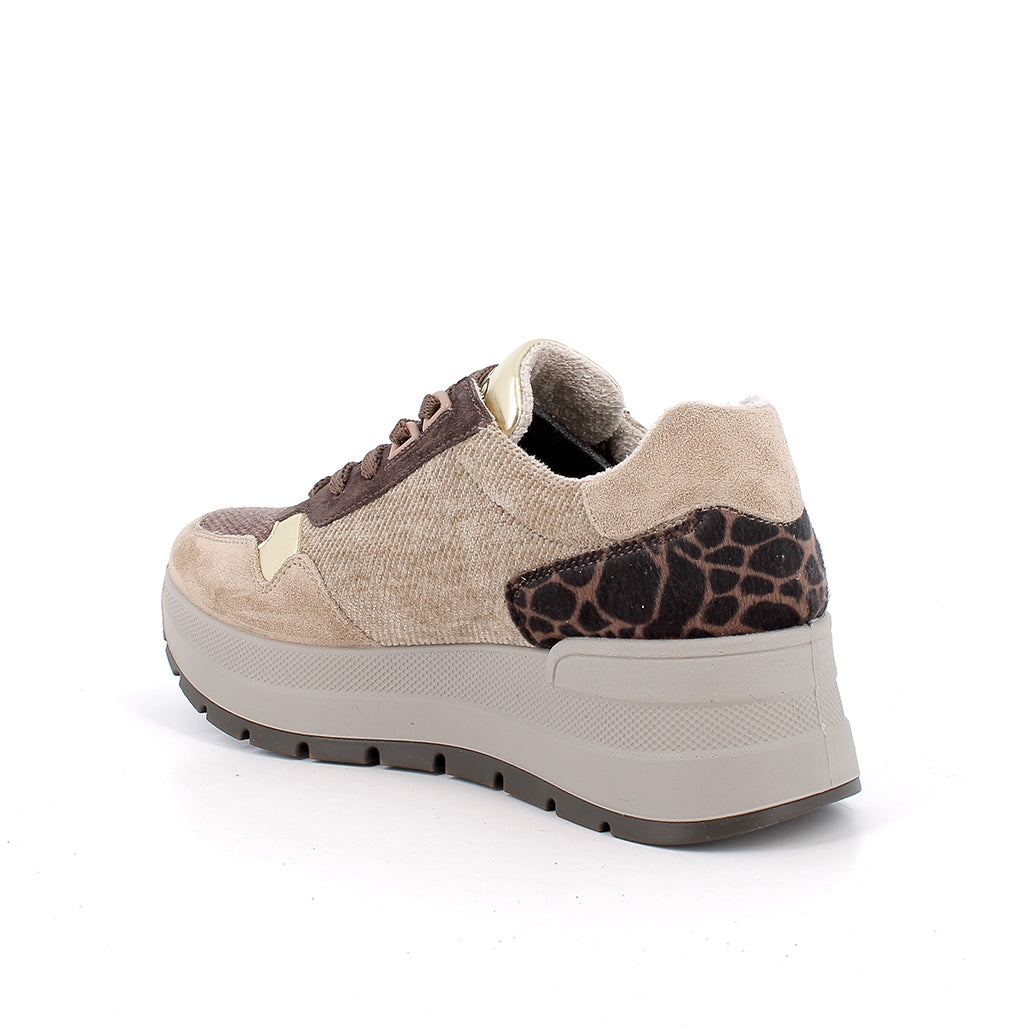 Igi&co Sneakers con zeppa da donna/Beige marrone leo - Igi&co
