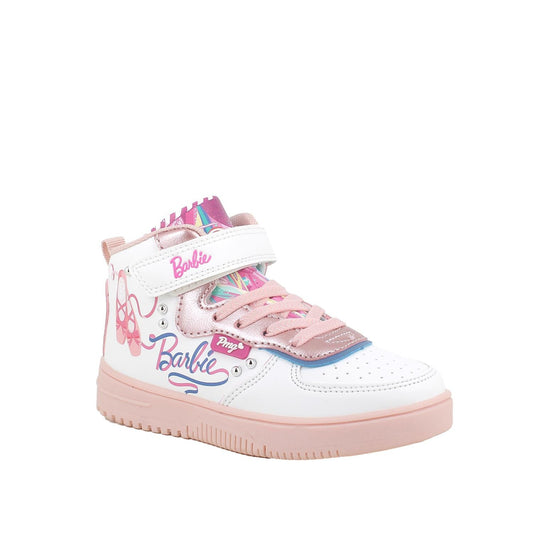 Primigi Sneakers Barbie alta mid-cut con ciusura strap e lacci elasticizzati - Rosa e bianco - Primigi