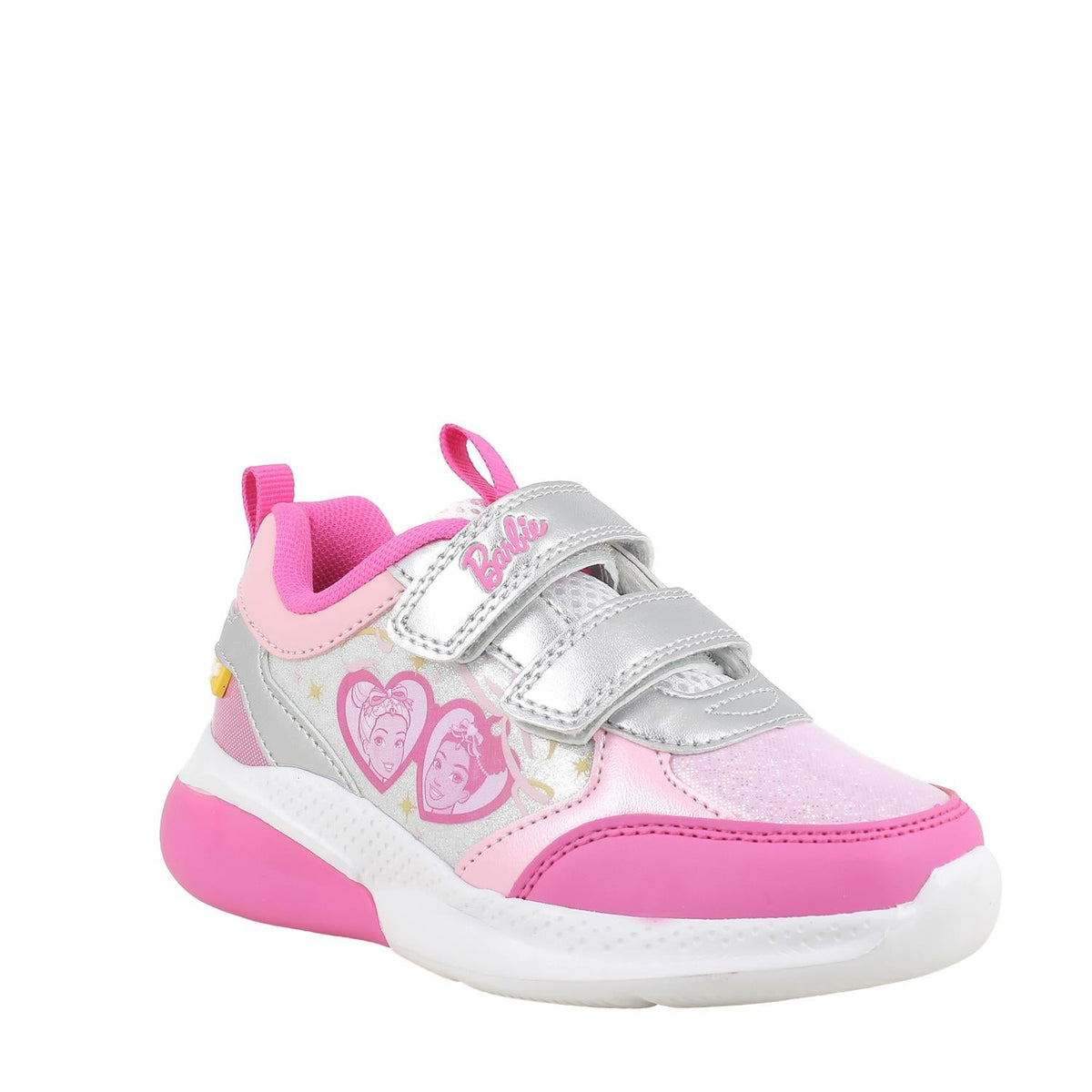 Primigi Sneakers Barbie con strap da bambina - argento e fuxia - Primigi