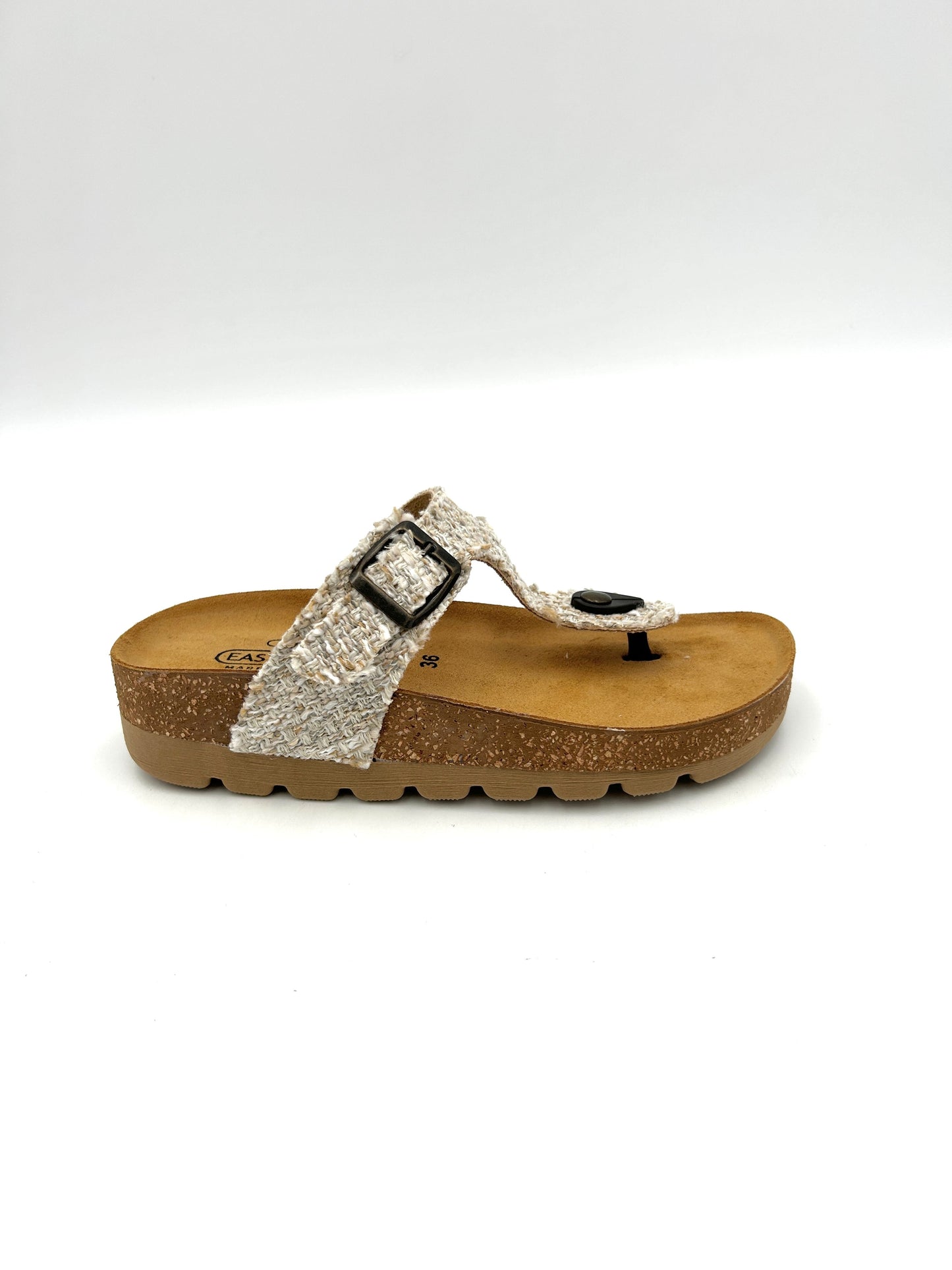 Easy walk Sandalo Platform infradito regolabile /Canva tweed tessuto beige - easy walk