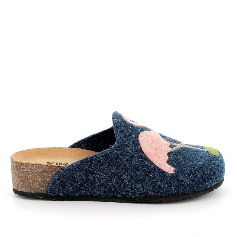 Igi&co Pantofola in lana cotta e sughero - blu - Igi&co