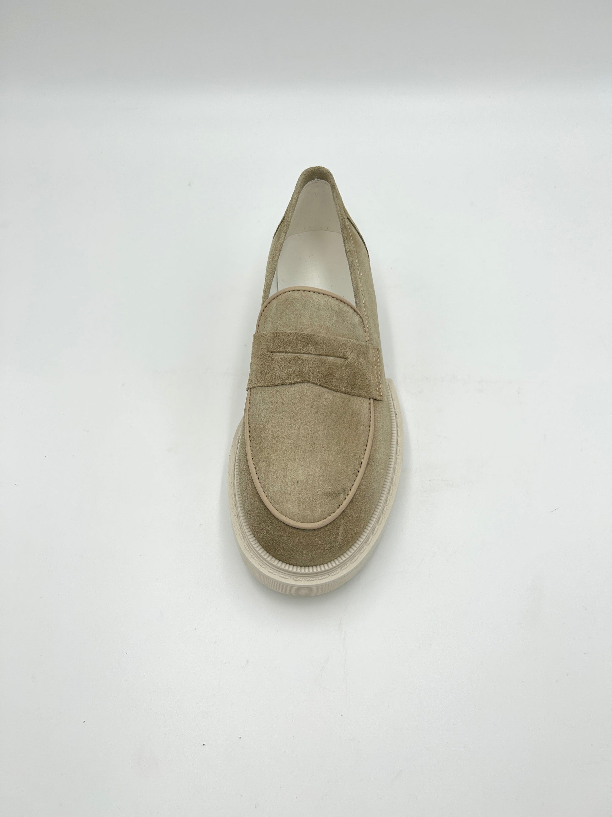 Made in italy Mocassino in pelle scamosciata - beige e marrone - Made in Italy