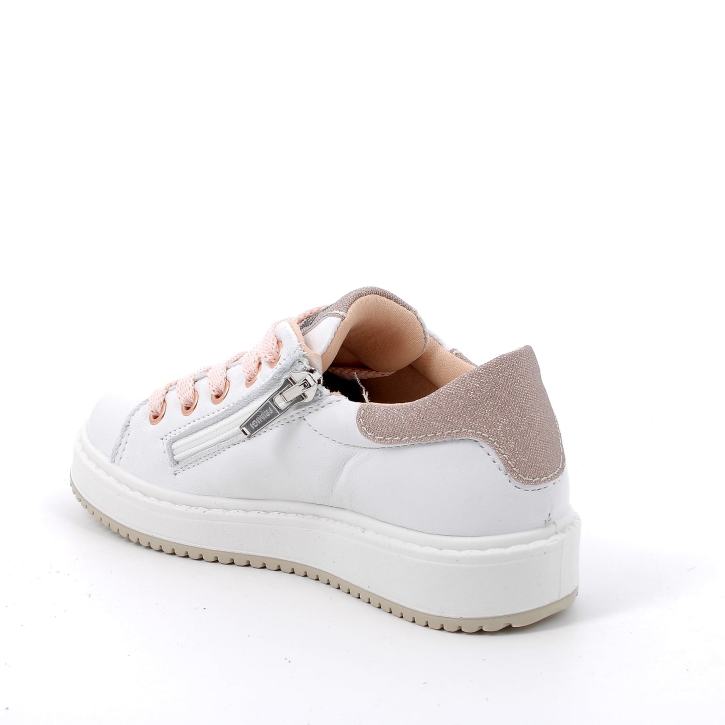 Primigi kids Sneakers bianca glitter con lacci e chiusura zip - bianco e rosa - Primigi