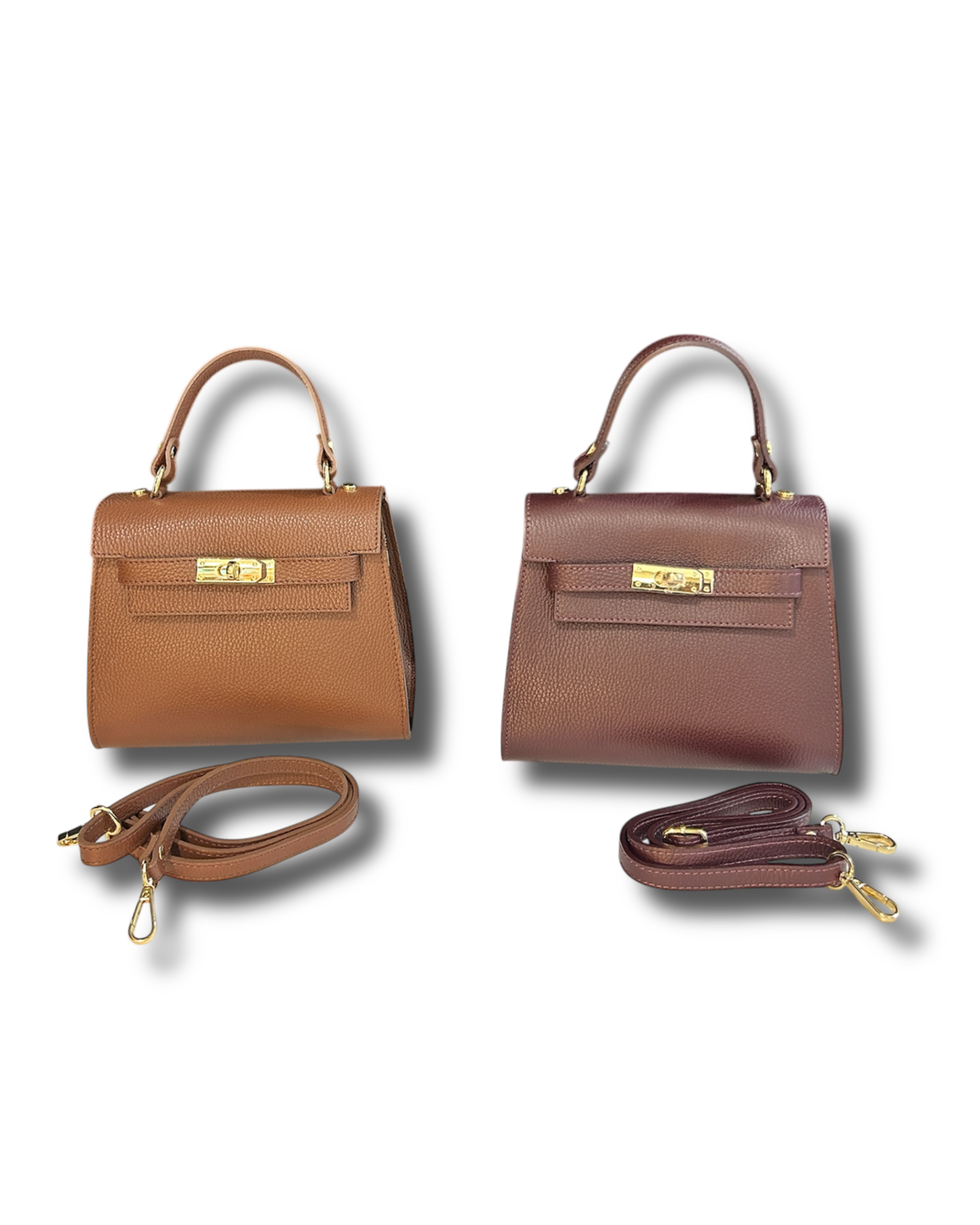 Borsa Made in Italy in Vera Pelle – Misura Media | Bordeaux e Marrone Cuoio - Made In Italy