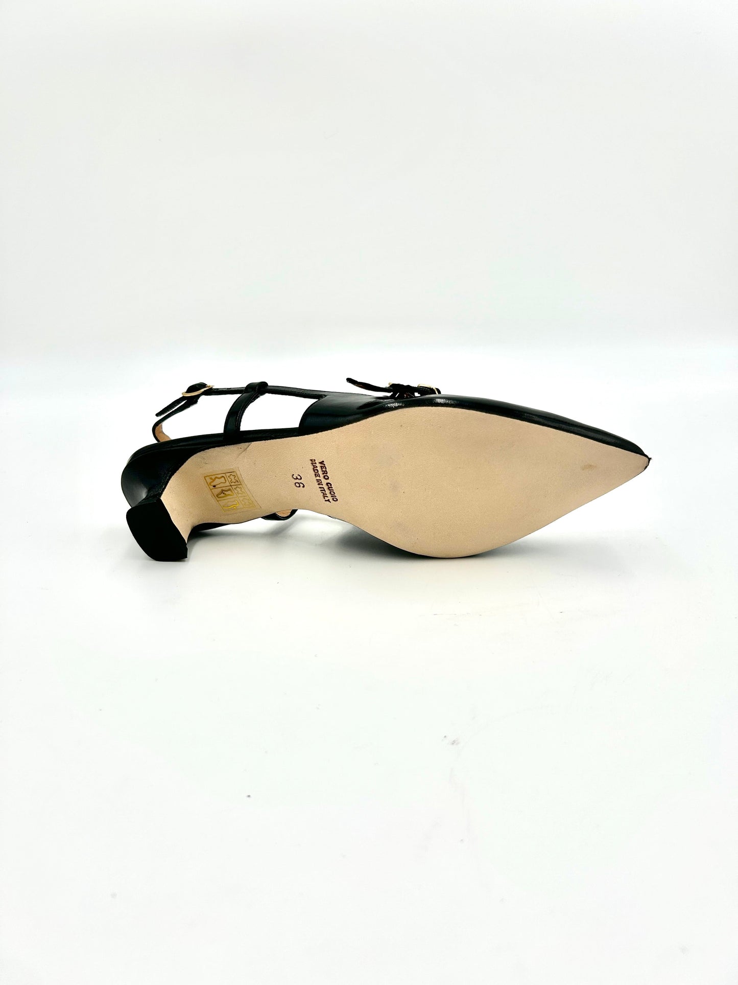 Andrea Selli Slingback artigianale in vera pelle 4cm - Nero - Made In Italy