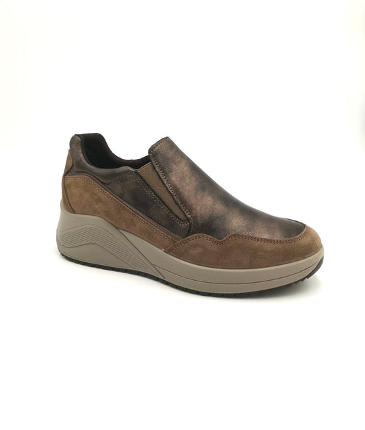 Igi&co Sneakers Slip on con zeppa in pelle - marrone (memory foam) - Igi&co