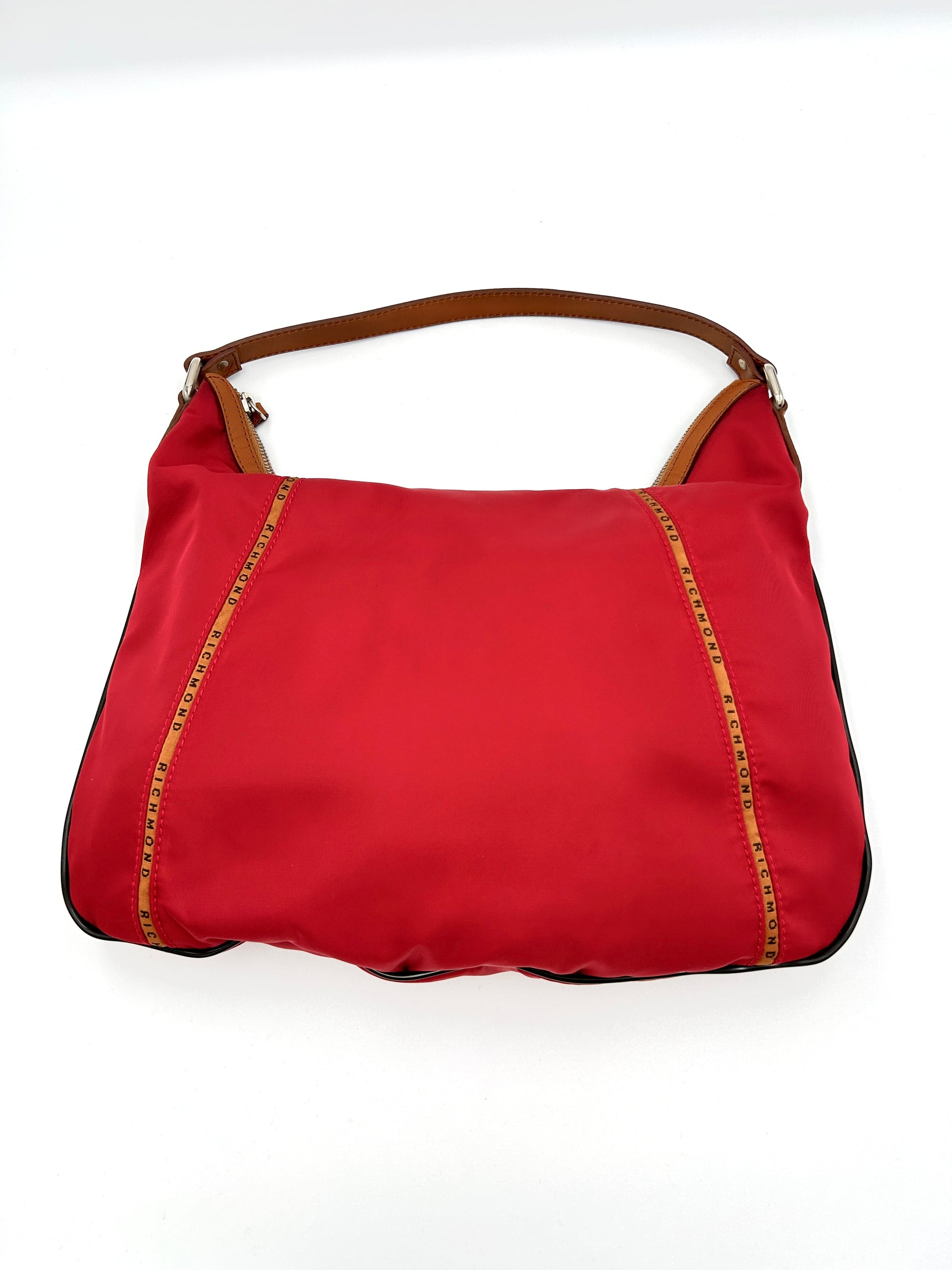 Richmond Borsa da spalla grande Nylon e vera pelle - rosso - richmond