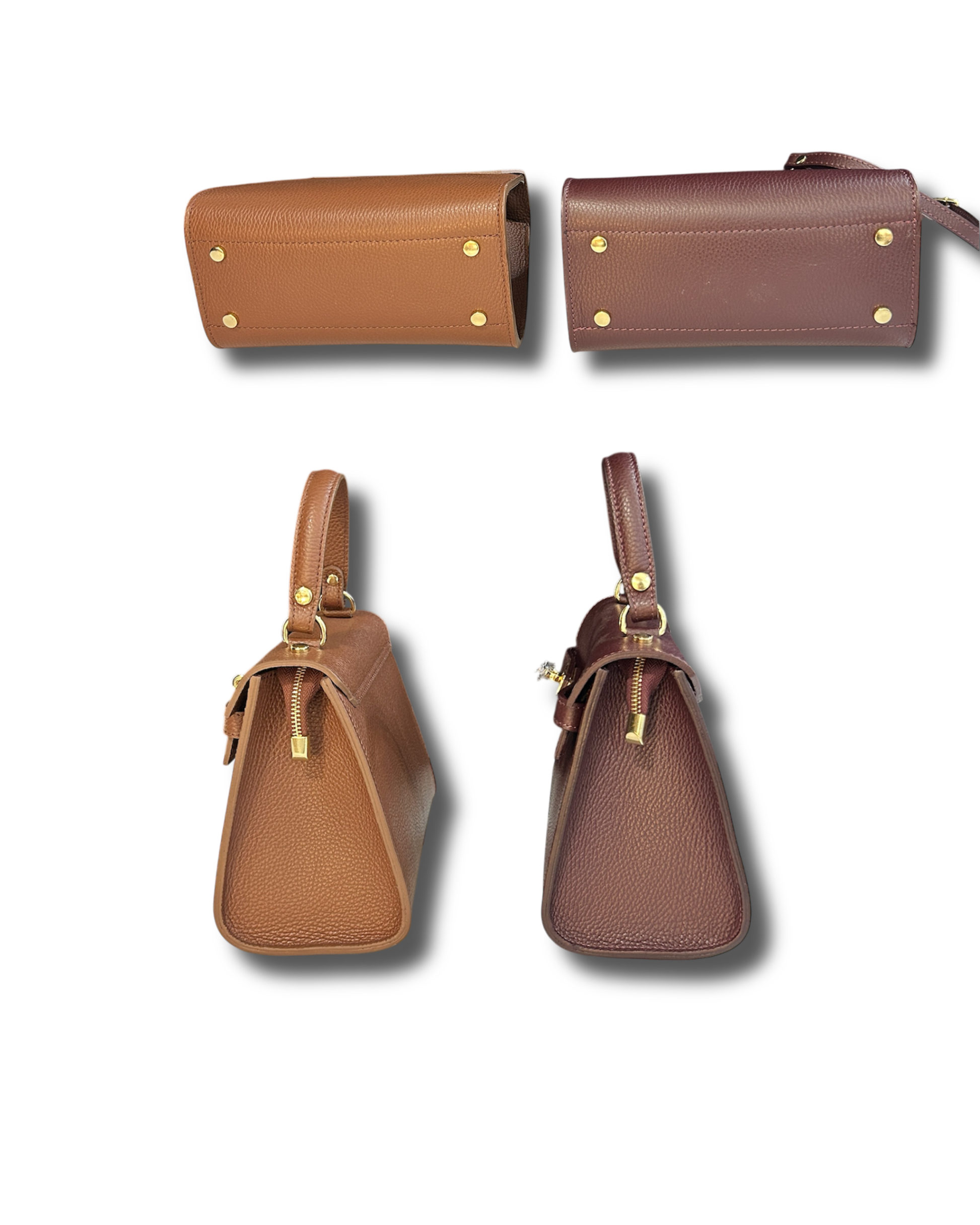 Borsa Made in Italy in Vera Pelle – Misura Media | Bordeaux e Marrone Cuoio - Made In Italy