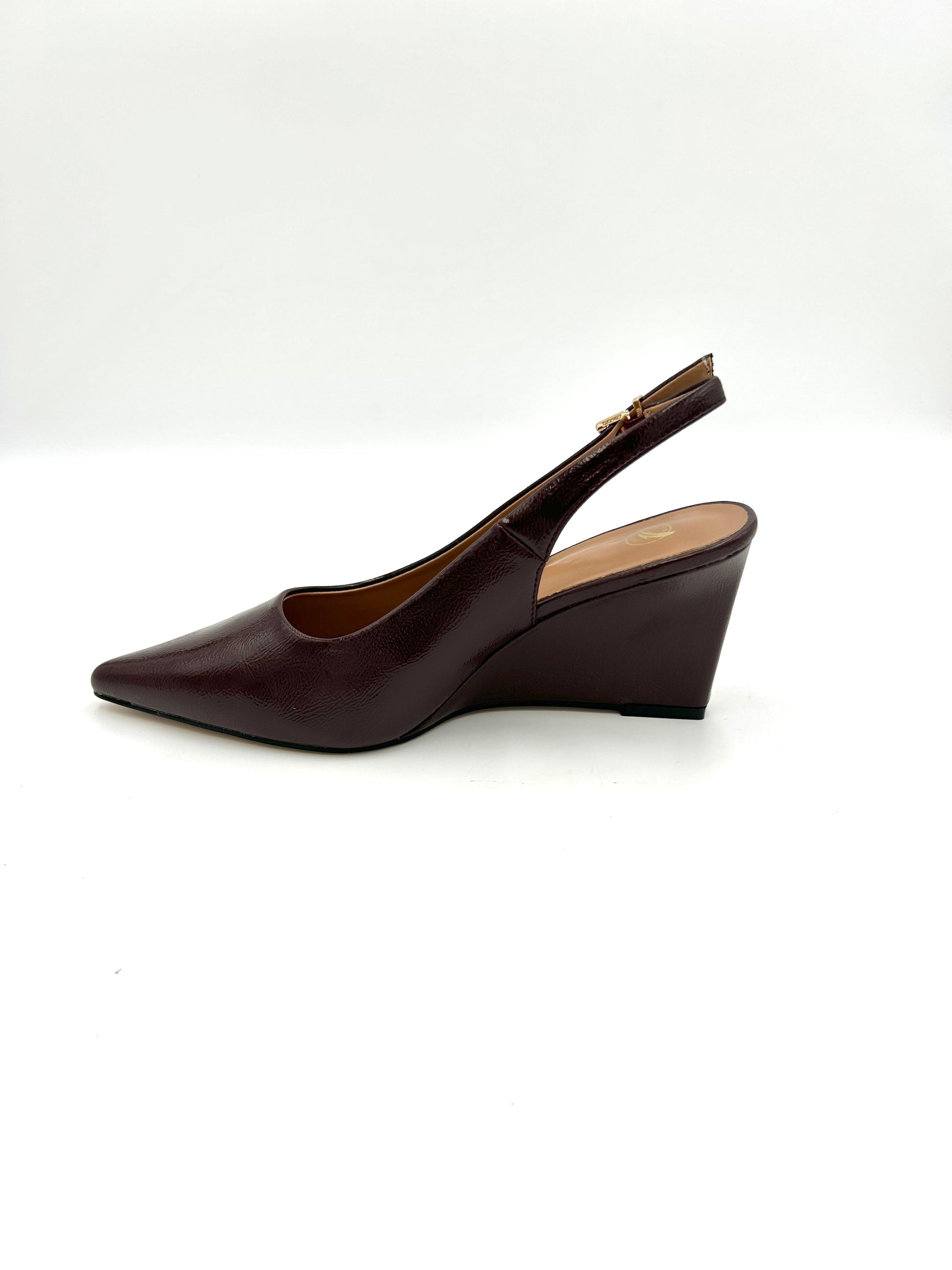 Slingback zeppa 8cm, Naplak /Bordeaux (sottopiede memory foam) - crichic