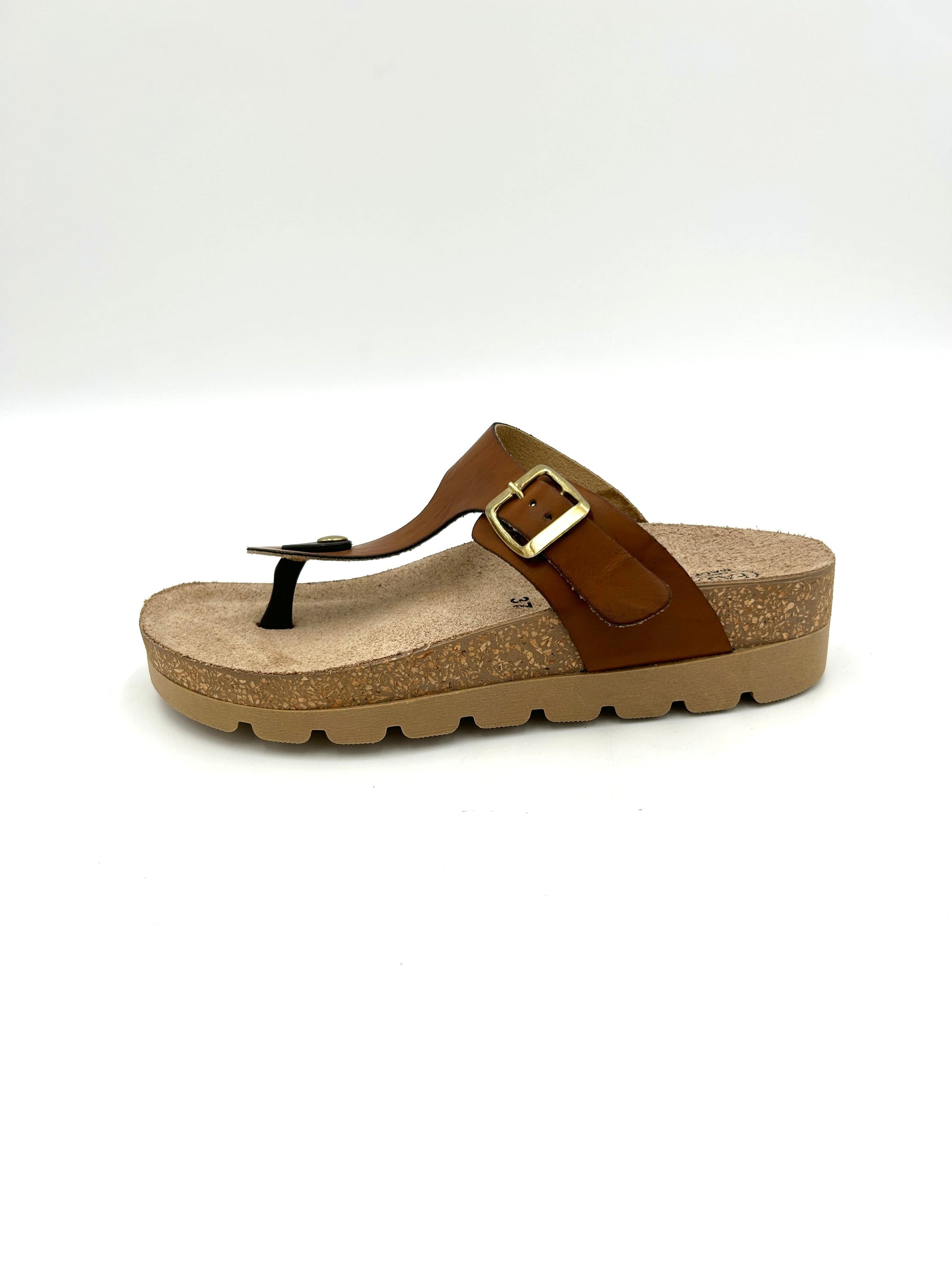 Easy walk Sandalo Platform infradito regolabile / marrone cuoio - easy walk