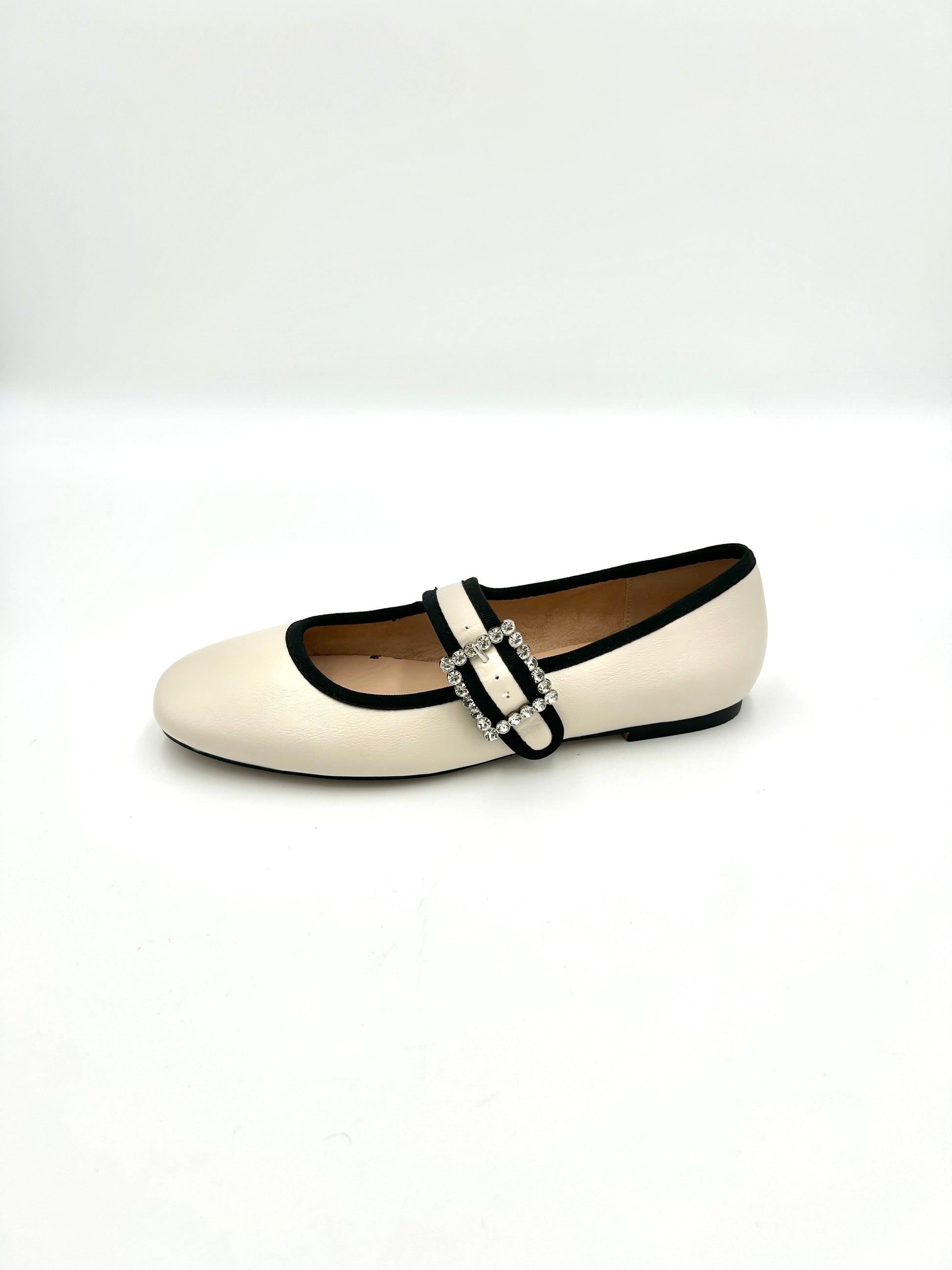 Ballerina con accessorio gioiello / Panna e Nero - crichic