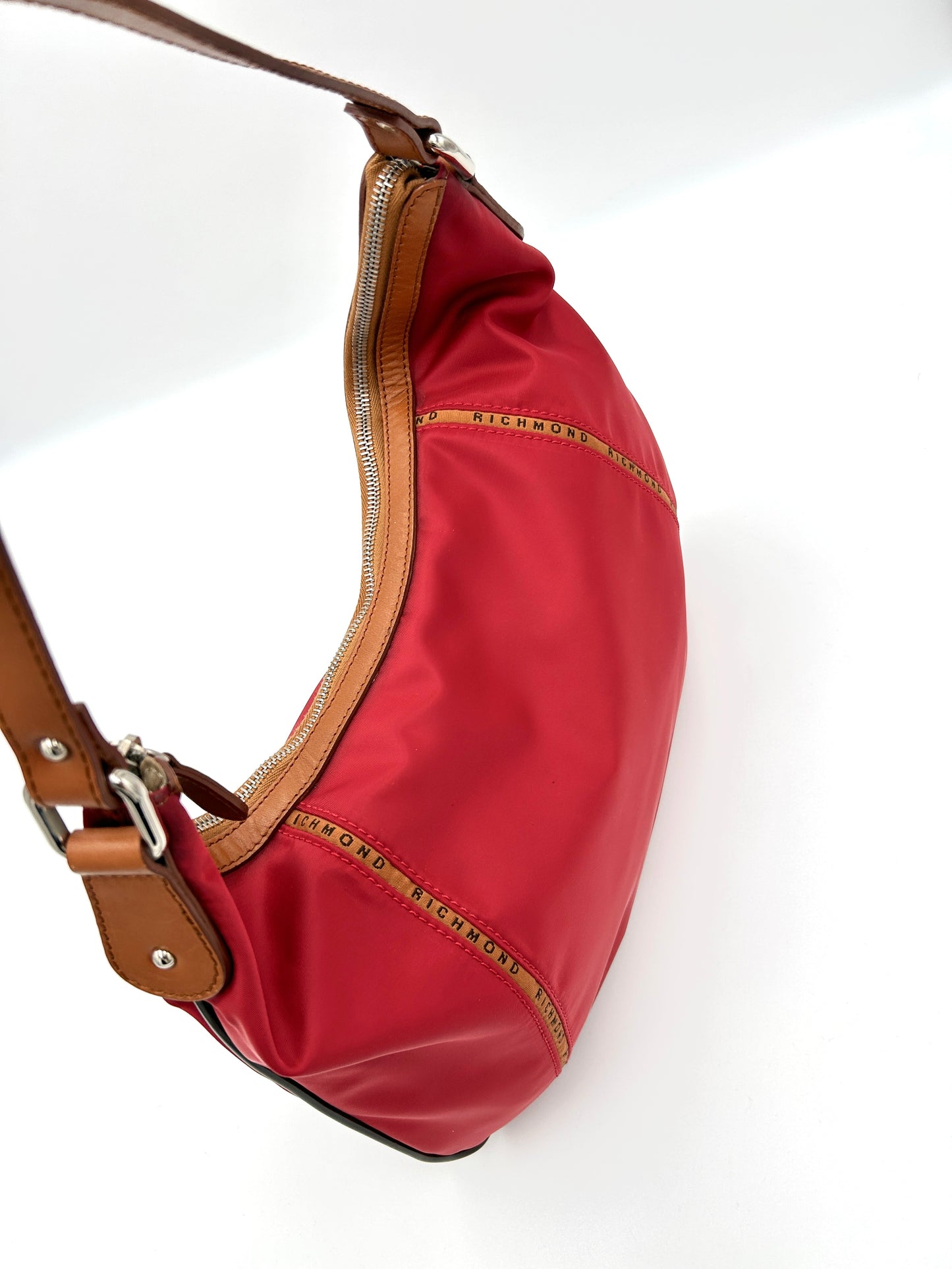 Richmond Borsa da spalla grande Nylon e vera pelle - rosso - richmond