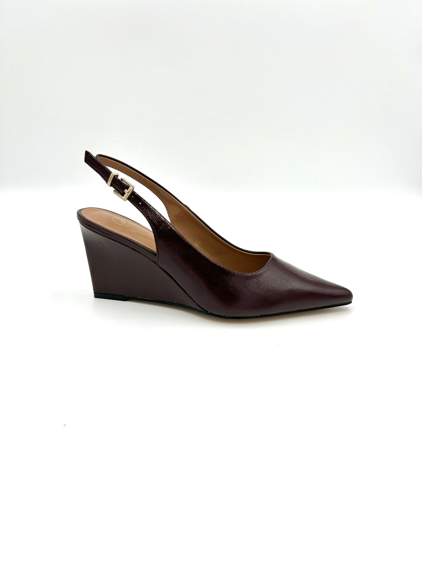 Slingback zeppa 8cm, Naplak /Bordeaux (sottopiede memory foam) - crichic