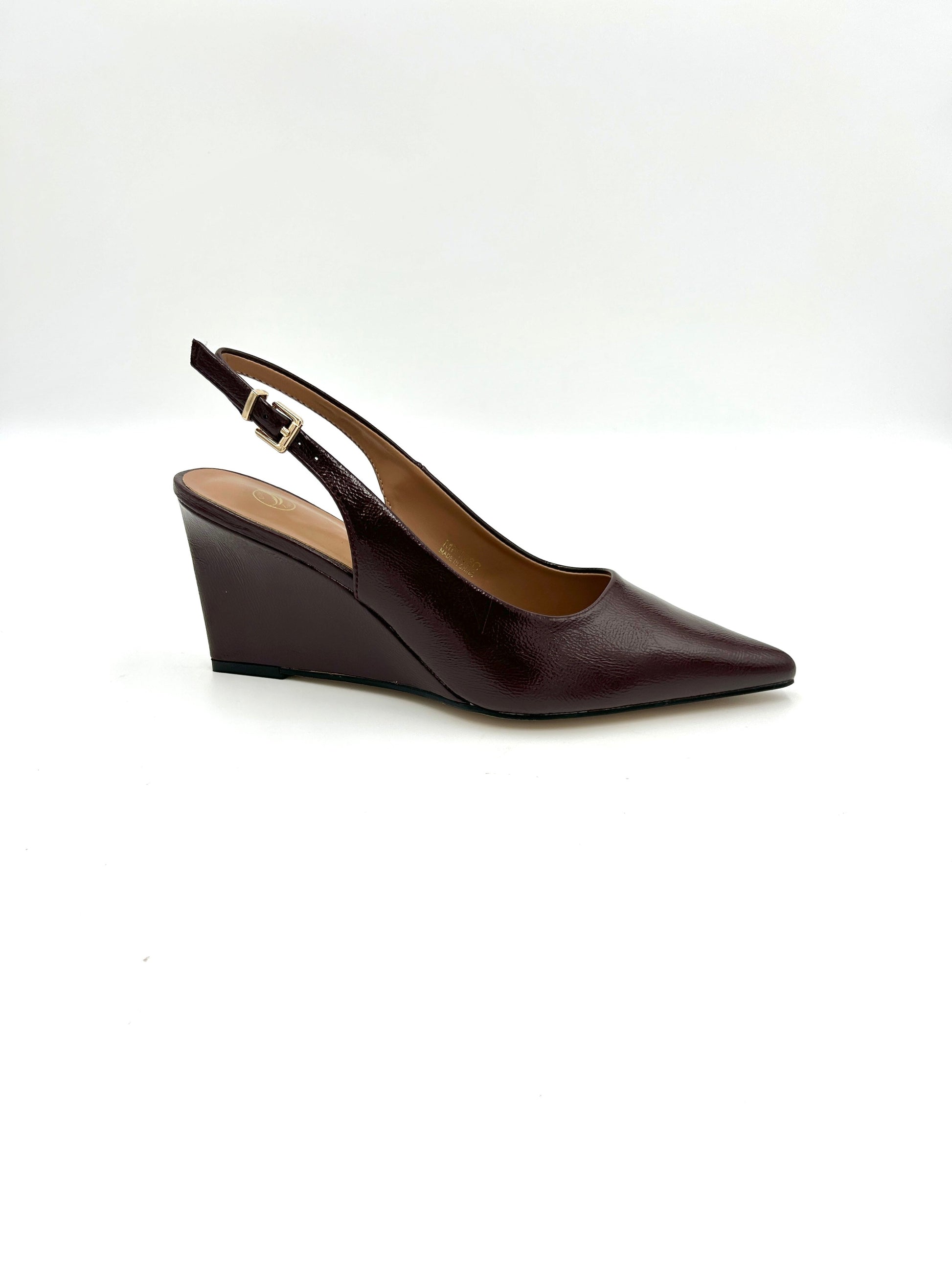 Slingback zeppa 8cm, Naplak /Bordeaux (sottopiede memory foam) - crichic