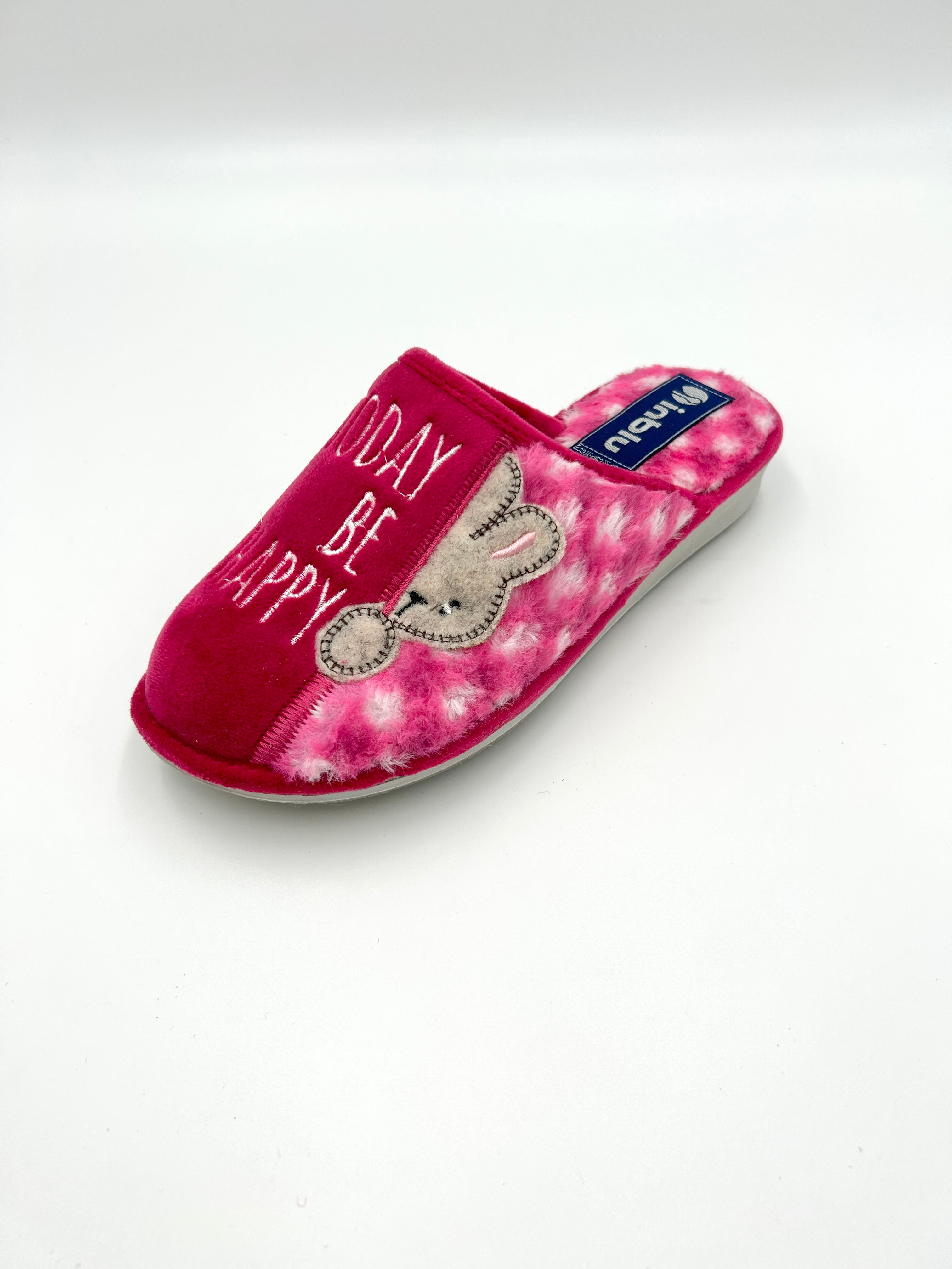 Inblu Pantofola Ciabatta chiusa con rialzo e fantasia rosa