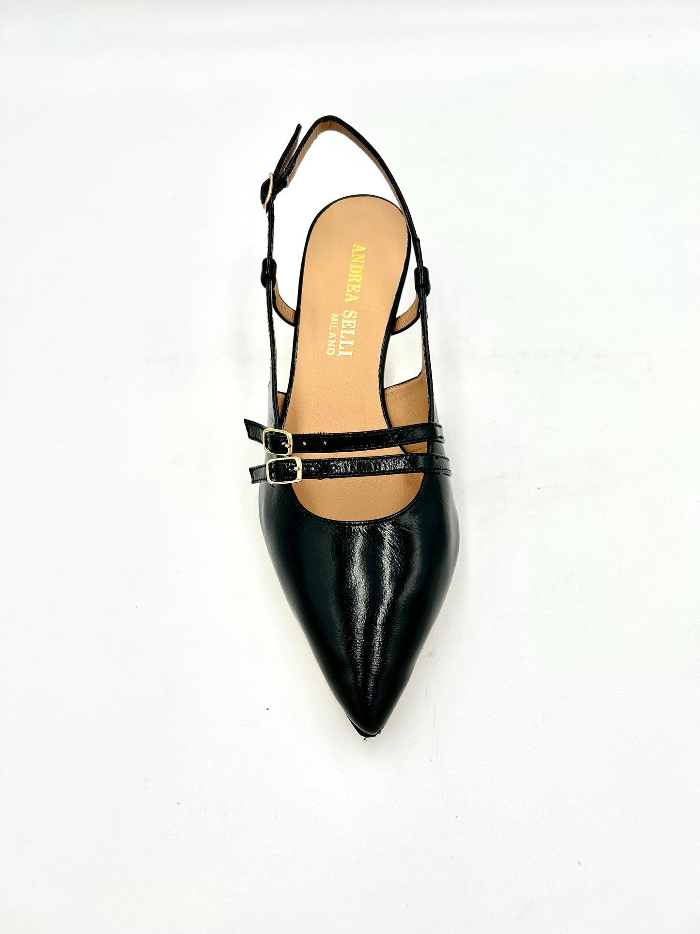 Andrea Selli Slingback artigianale in vera pelle 4cm - Nero - Made In Italy