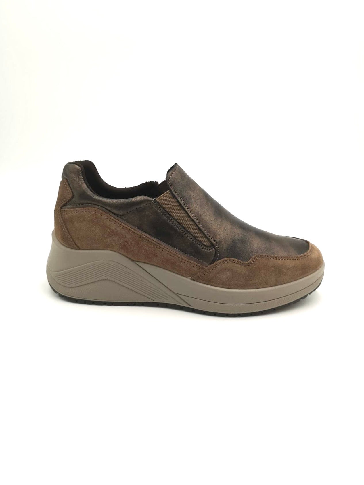 Igi&co Sneakers Slip on con zeppa in pelle - marrone (memory foam) - Igi&co