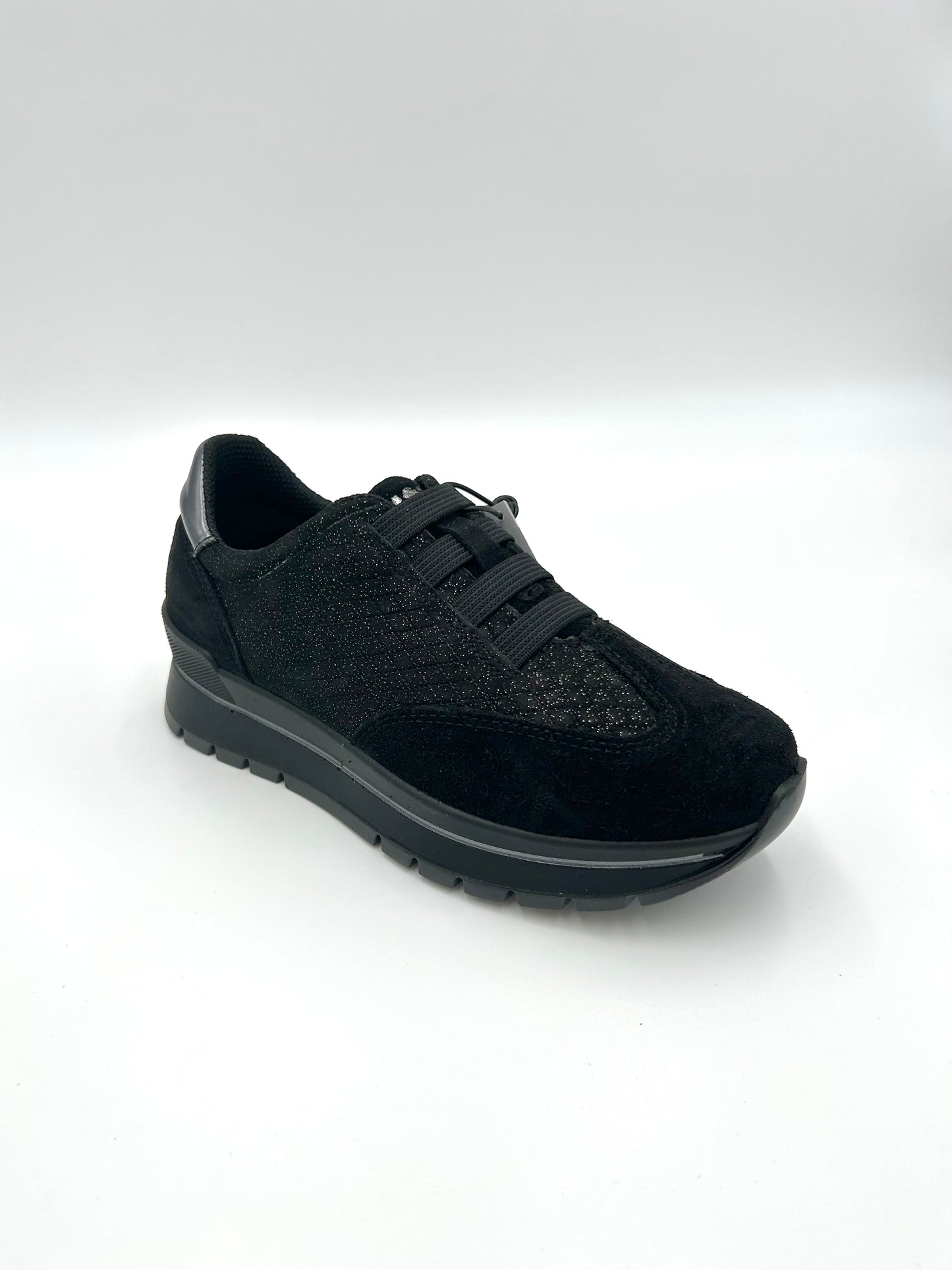 Igi&co Sneakers scamosciata fantasia in pelle nera - chiusura elastica (memory foam) - Igi&co
