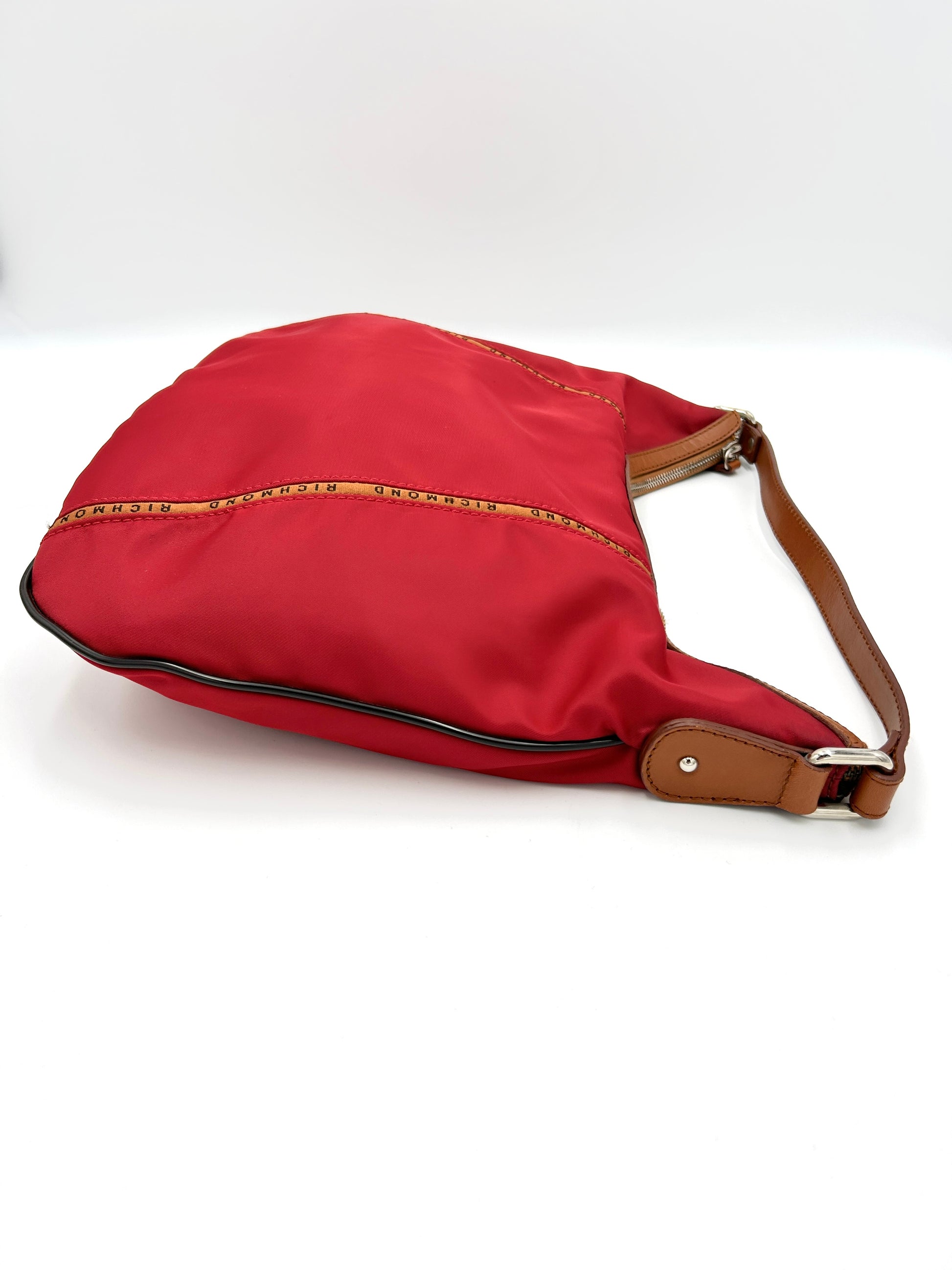 Richmond Borsa da spalla grande Nylon e vera pelle - rosso - richmond