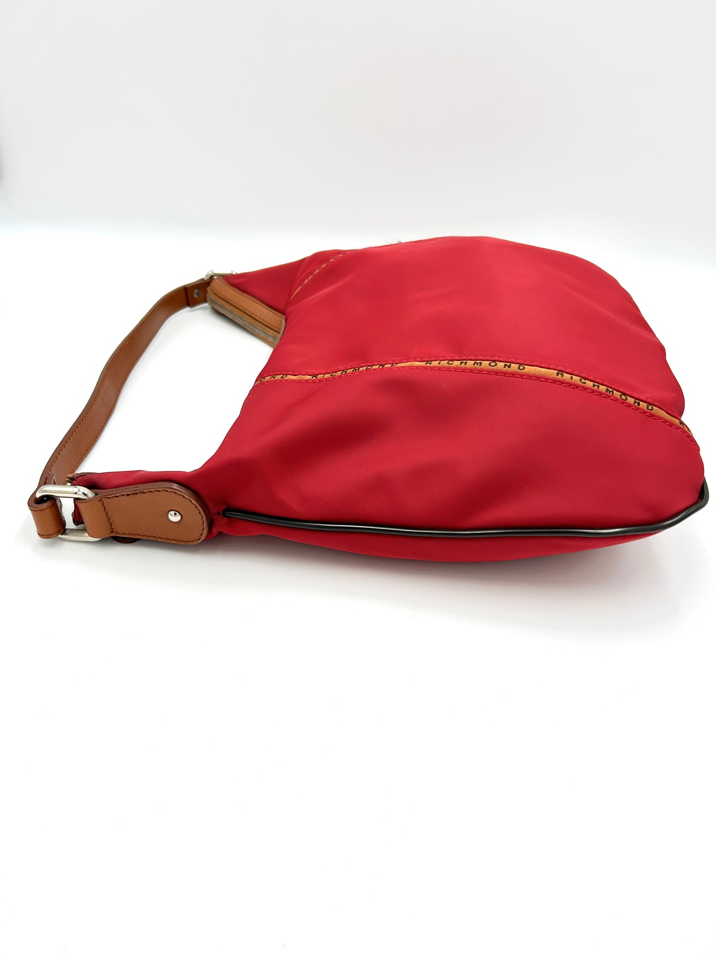 Richmond Borsa da spalla grande Nylon e vera pelle - rosso - richmond