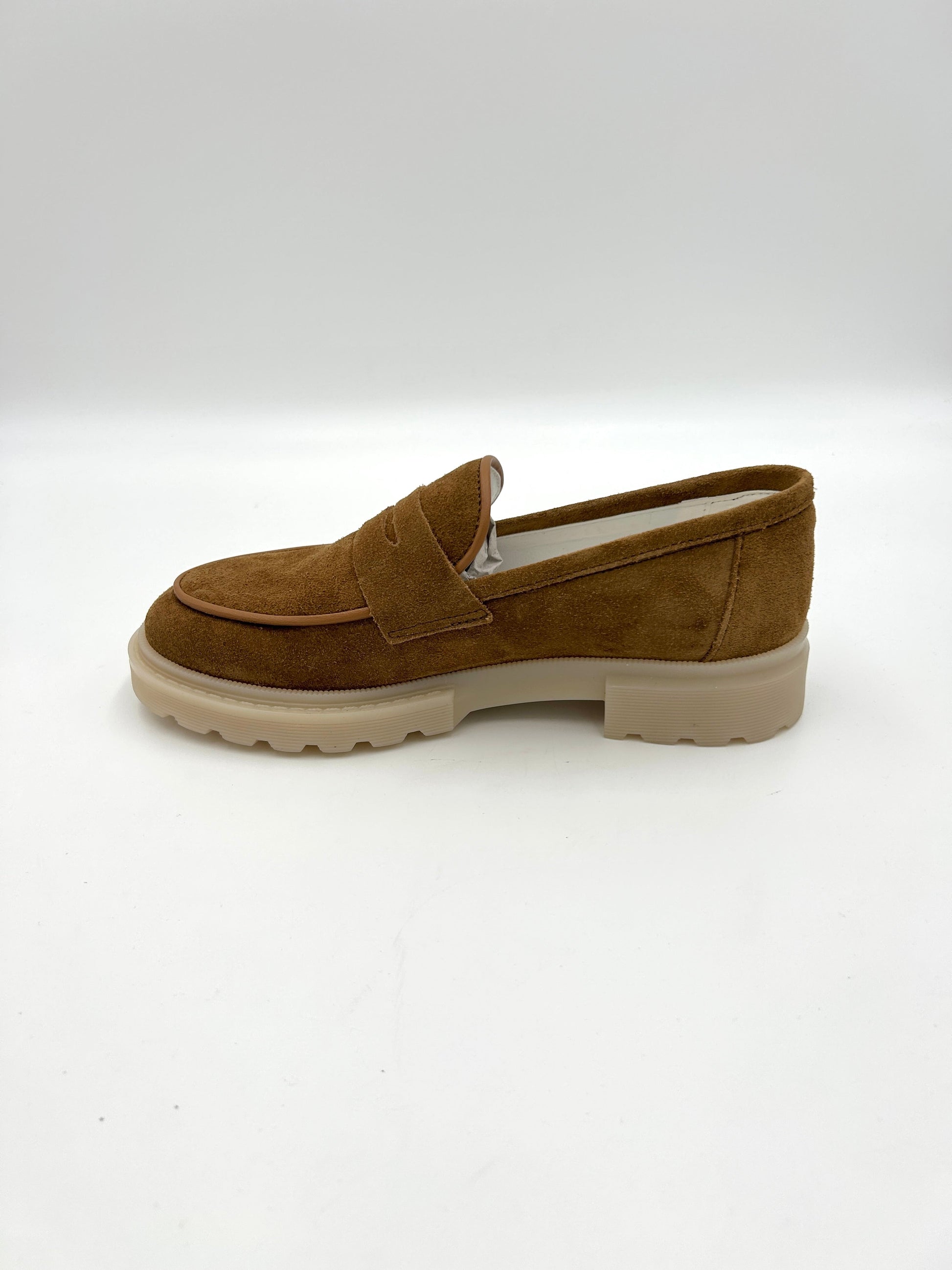 Made in italy Mocassino in pelle scamosciata - beige e marrone - Made in Italy