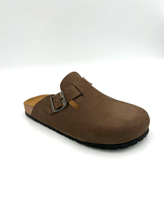 Made in italy Sandalo Sabot modello Boston in vera pelle - marrone - easy walk