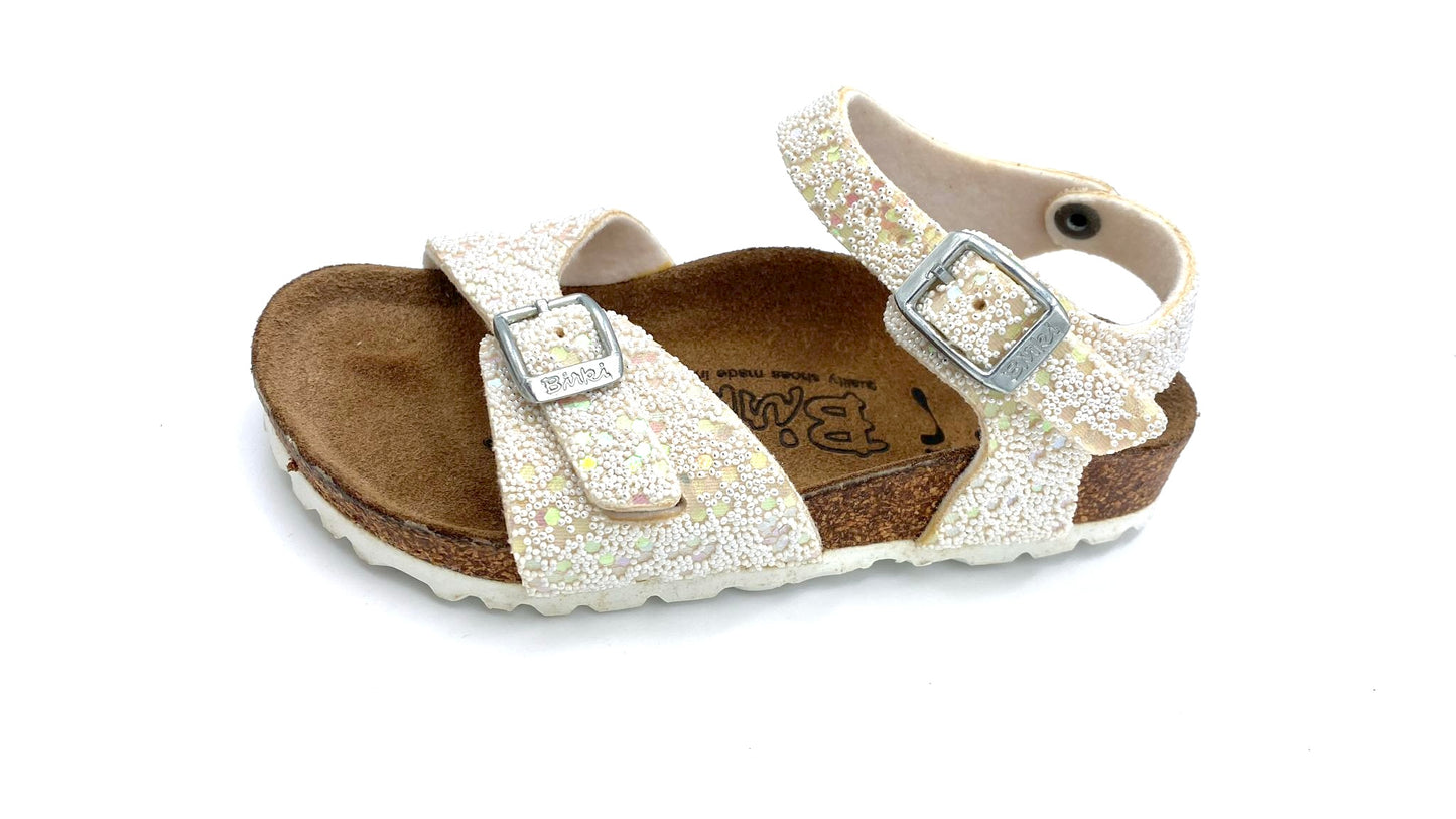 Birkenstock kids Birki’s Tuvalu White glitter points silver - Birkenstock