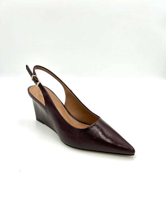 Slingback zeppa 8cm, Naplak /Bordeaux (sottopiede memory foam) - crichic