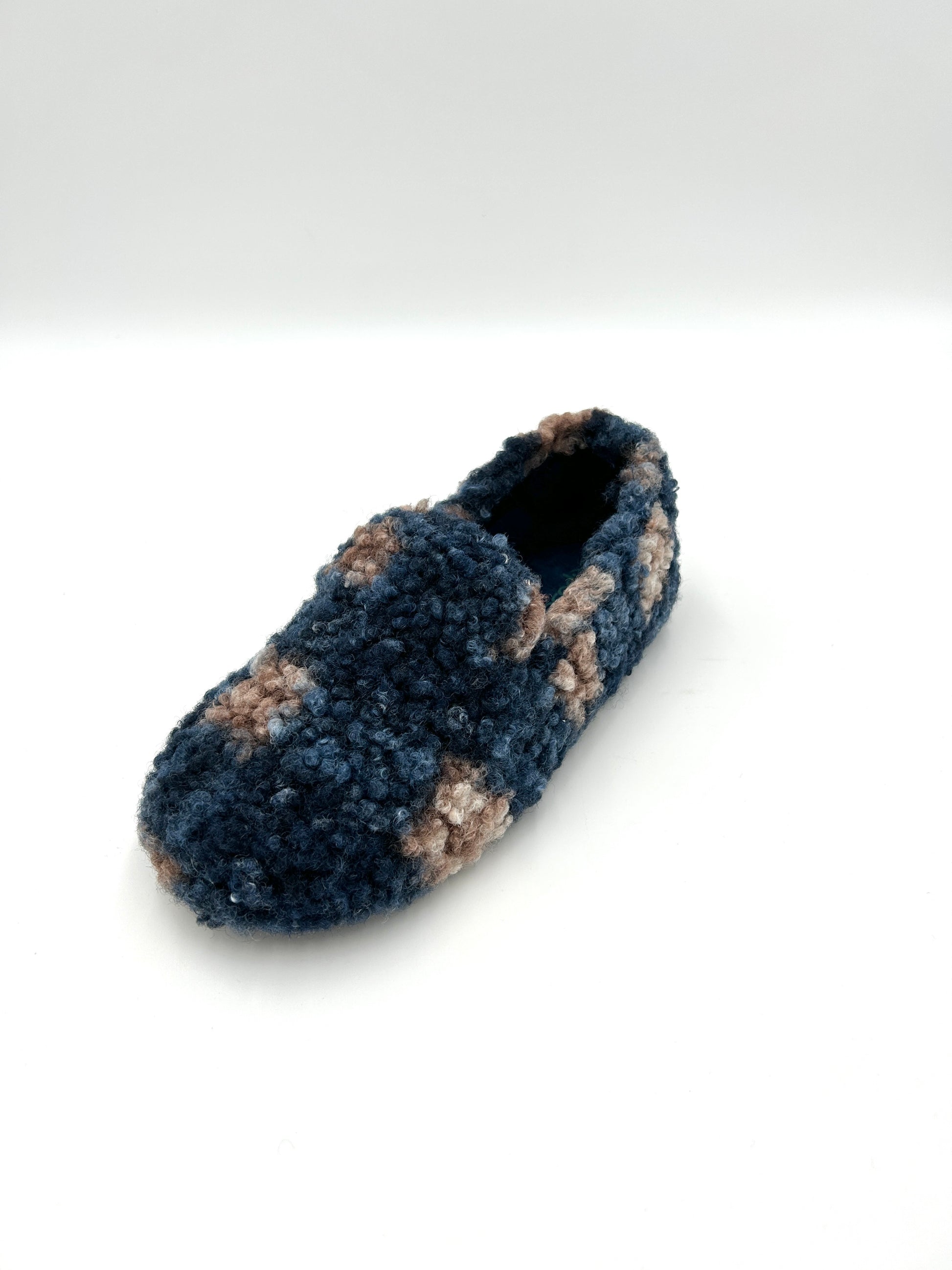 Riposella Pantofola Ciabatta calda fantasia scozzese - blu e grigio - riposella
