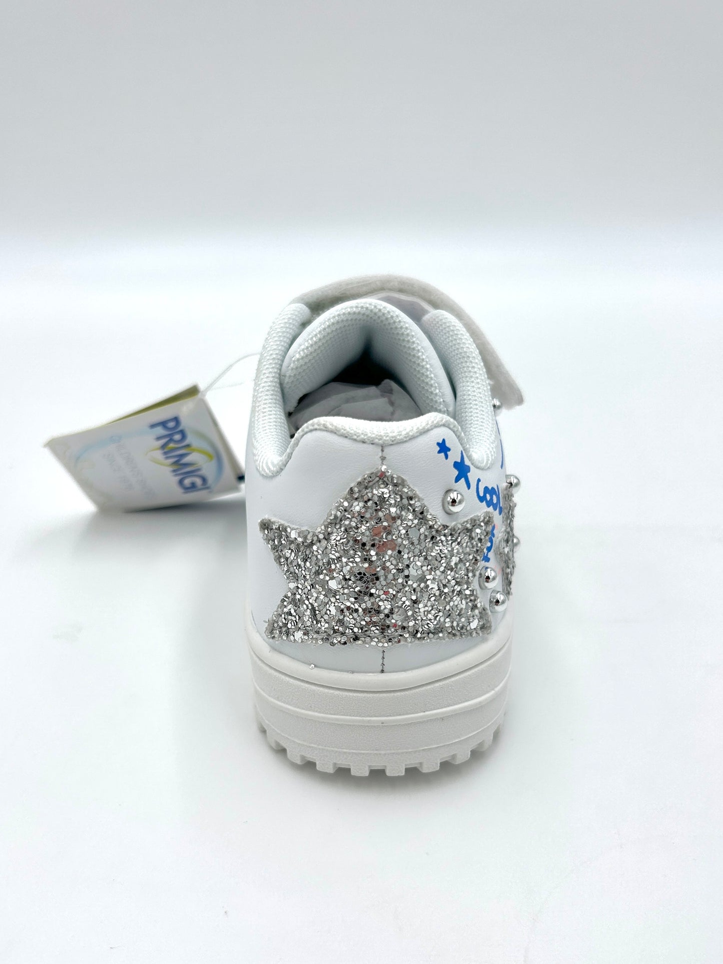 Primigi kids Sneakers bianca con scritte e glitter argento - Primigi