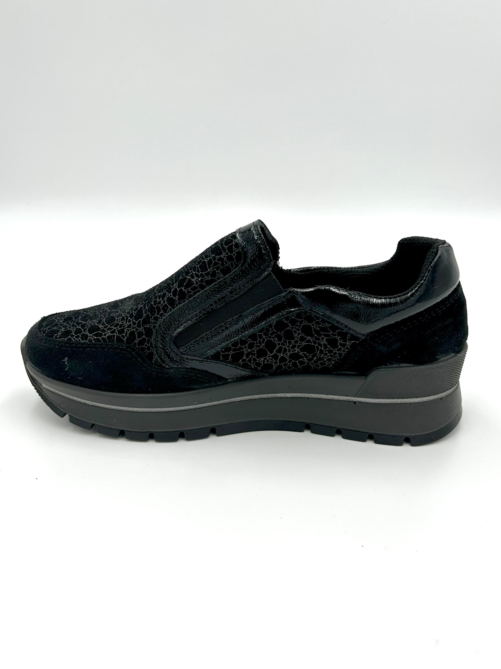 Igi&co Sneakers scamosciata fantasia in pelle nera - chiusura zip (memory foam) - Igi&co