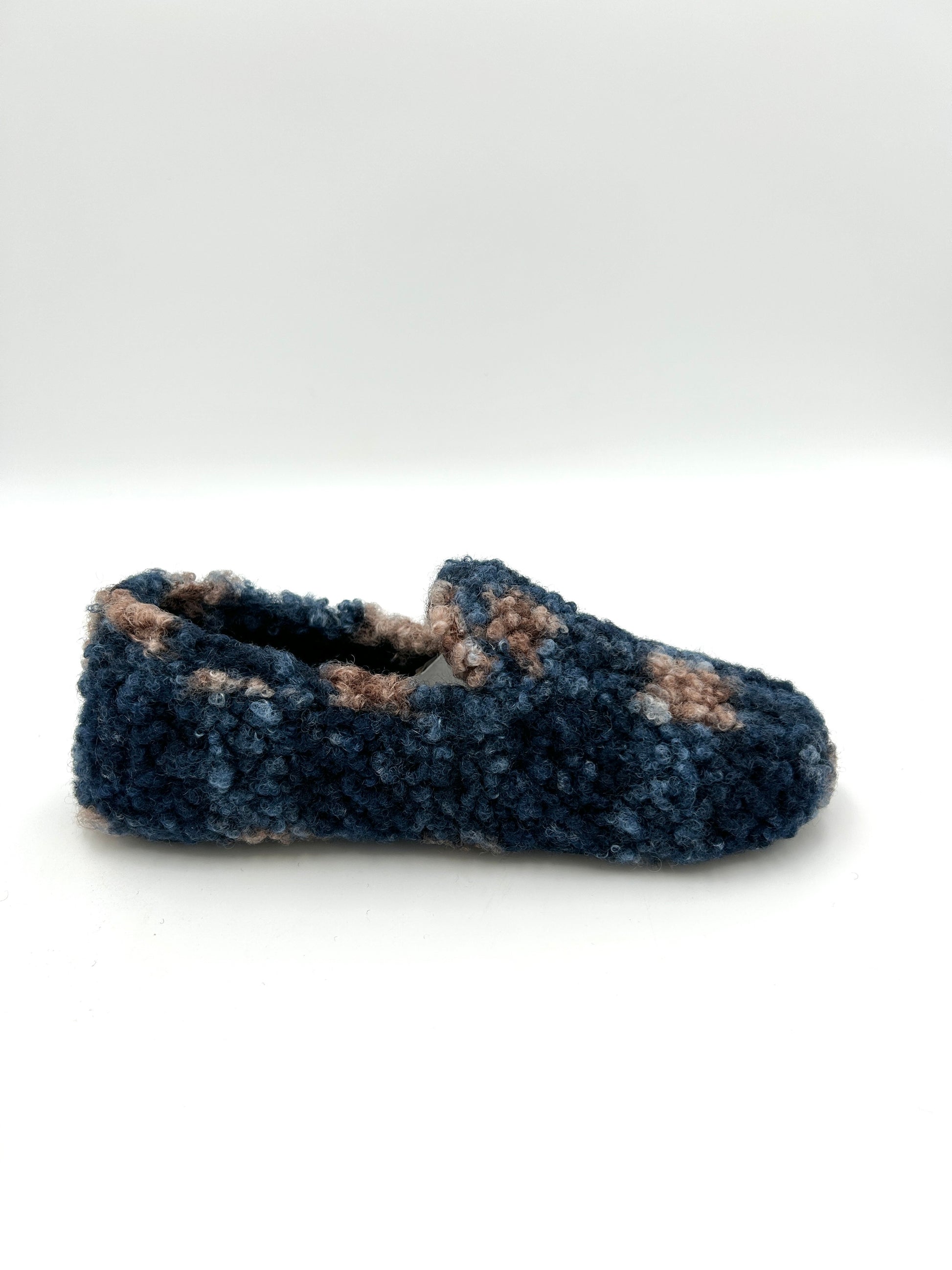 Riposella Pantofola Ciabatta calda fantasia scozzese - blu e grigio - riposella