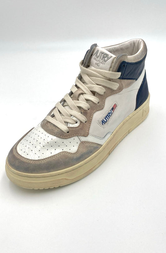 Autry mid Leather Crack white / navy - autry